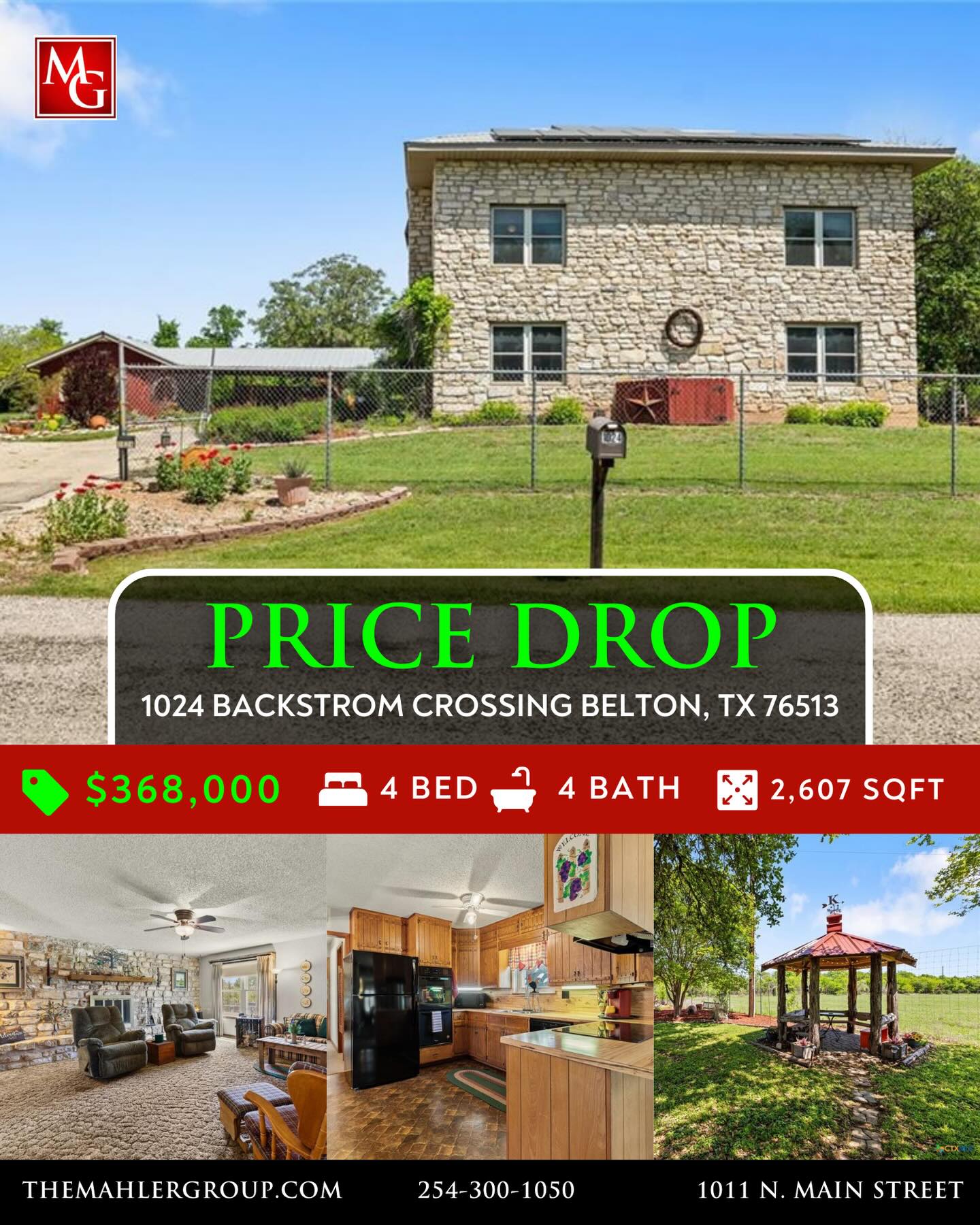 PRICE IMPROVEMENT!!
A REMARKABLE PIECE OF TEXAS HISTORY CAN NOW BE YOUR NOLAN VALLEY COUNTRY RETREAT! Originally built by Texas Ranger, land grant recipient, & veteran of the The Republic of Texas, Edmond T. Estes, this memorable limestone residence was constructed in 1859 after, according to legend, local Indians had burned down his family's wood frame home on the same site. In 1977, new owners began a major remodel using the same stones & identical shape of the original Estes home, which can also be found memorialized as part of the mural highlighting the history of Belton along the north side of the dam. Situated on a 1.49 acre lot and surrounded by native landscaping (including the trumpet vine that graces the west wall & was planted by Estes), the main home has a large open living area that is easily divided into two, thanks to the second floor staircase. Each room has a large south facing window that floods the space with natural light while the west & east facing stone walls allow for each living area to have its own wood burning fireplace complete with mantle & hearth. While there is a bedroom downstairs with access to a full bath, the home's spacious master & 3rd bedroom are upstairs both with private ensuite baths. The welcoming kitchen has matching black appliances including a double oven & a reverse osmosis system to use with the well that has never run dry. The 1977 remodel also included the addition of an attached carport & cottage. This quaint getaway, with its own private back porch, offers a kitchenette, living/dining area, bedroom with closets, & a full bath. The breezeway between the two houses can also double as an additional carport. The discriminating eye will also take delight in the plethora of native plants & flowers that grace the property. Just minutes from shopping, schools, I-14 & I-35, this rich piece of Bell County history stands ready to embrace a new generation of memories, love and life within its timeless walls.