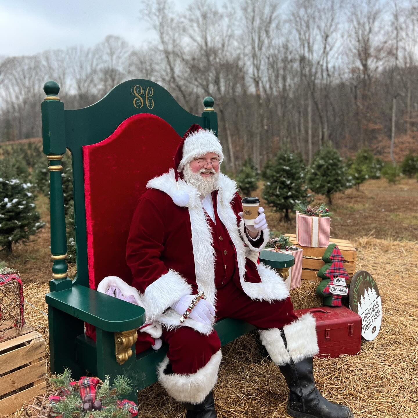 Sunday, December 7th update (heads up we are NOT closed yet) 📣🎅
Santa’s back for day 2, tomorrow Sunday, December 7th, 10-2! It’s your last chance to grab a picture with Santa and the beautiful Christmas tree farm background 🌲 If you have pictures from today, please share them with us!
The farm will be open 9-5 tomorrow! The ground is still pretty wet but we’re doing our best to get as many trucks into the field as possible. Just remember your 4WD and boots!
We still have a great selection of pre-cut firs 6-9’ with a few in the 9-10’ range. We have a very limited selection of choose & cut still available (most Carolina Sapphires).
It will be the LAST DAY for the Cocoa Cabin’s second-weekend special: Peppermint Mocha! ☕️ And don’t forget to stop by the gift shop for gorgeous wreaths, garland, and door swag! We also have awesome ornaments, candles and hats (ps. it all makes great gifts)! 🎀
We can’t wait to keep making memories. Thank you to all of our amazing customers who have come out to support us so far this season! 🌲✨
