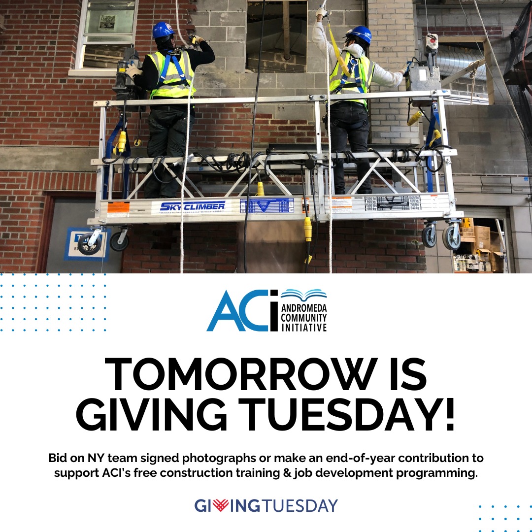 ⏰Giving Tuesday is TOMORROW!🧡
Join us in supporting New Yorkers building new career pathways through ACI’s free construction and green jobs training programs.
Two ways to make an impact:
🔹 Bid on signed NY sports memorabilia
🔹 Make a Giving Tuesday/End-of-year gift to support training, job readiness & job placement.
👉 Links in Bio!
💛 100% of every dollar goes directly to ACI as there are no donation fees.
Let’s build brighter futures together!
.
.
.
#GivingTuesday #NYCWorkforce #BuildFutures #constructiontraining #WorkforceDevelopment #NYCorgs