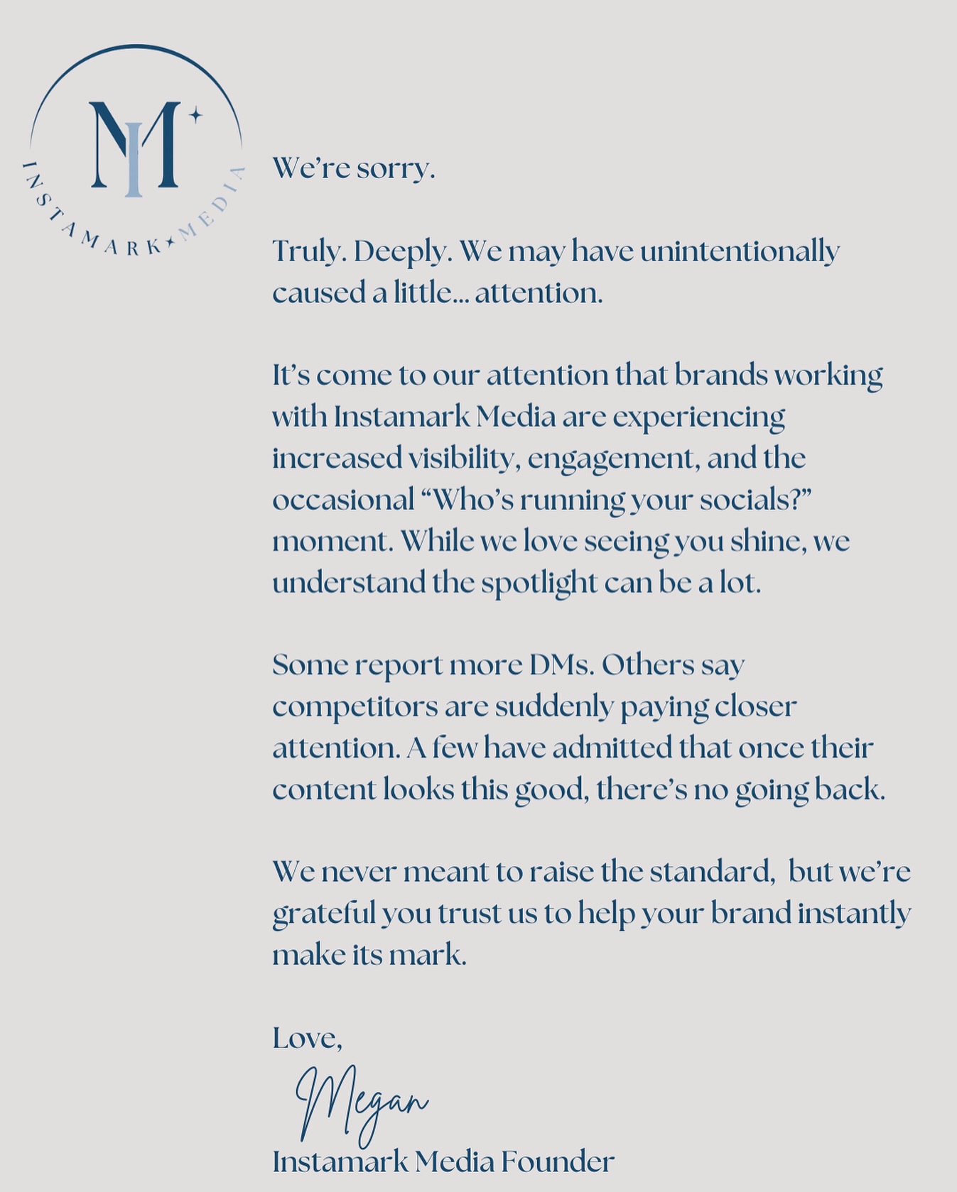 Sorry for the attention.
Not sorry about the results.
Ready for your brand’s glow-up?
DM us “IM” to get started.
#InstamarkMedia #SocialMediaManagement #DigitalMarketingAgency #BrandStrategy #ContentCreation #LuxuryMarketing #SmallBusinessMarketing #WomenInBusiness #EntrepreneurLife #MarketingAgency #BrandGrowth #OnlinePresence #CreativeAgency #YEGBusiness #YEGEntrepreneurs