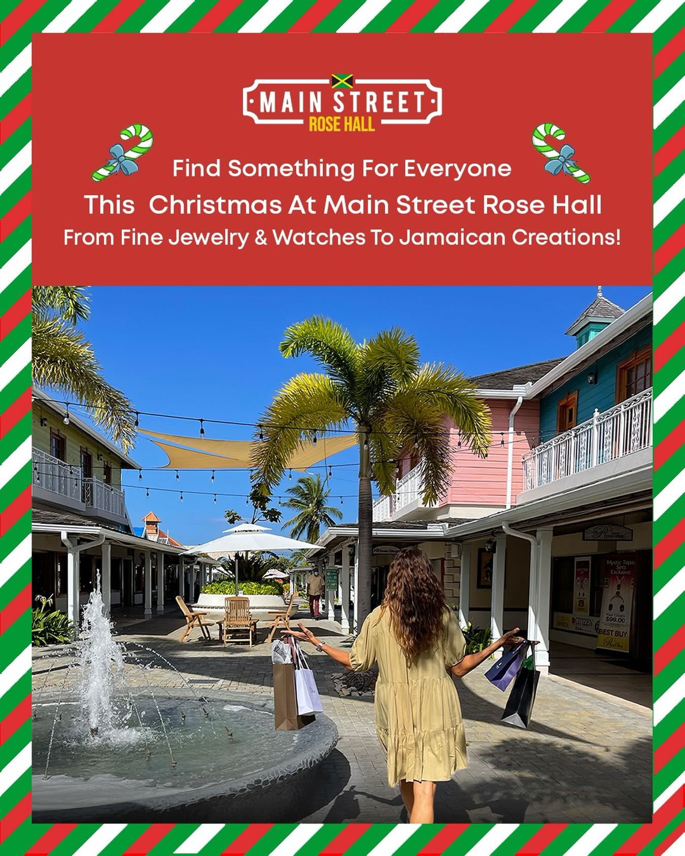 Check Off Your Christmas List at Main Street Rose Hall - Where Luxury, Style & Holiday Magic Come Together!
There’s mno better place to check off your Christmas shopping list than Main Street Rose Hall in Montego Bay.
Whether you’re searching for the perfect luxury gift, a sparkling holiday surprise, or a timeless keepsake, Main Street Rose Hall offers something special for everyone.
From world-renowned designer brands to exquisite fragrances, fine jewelry, and made in Jamaica one of a kind pieces - this is the ultimate holiday shopping destination in Jamaica.
Come shop and then enjoy a treat, ice cream, cup of coffee or a drink to reward yourself for checking off your list all at once!