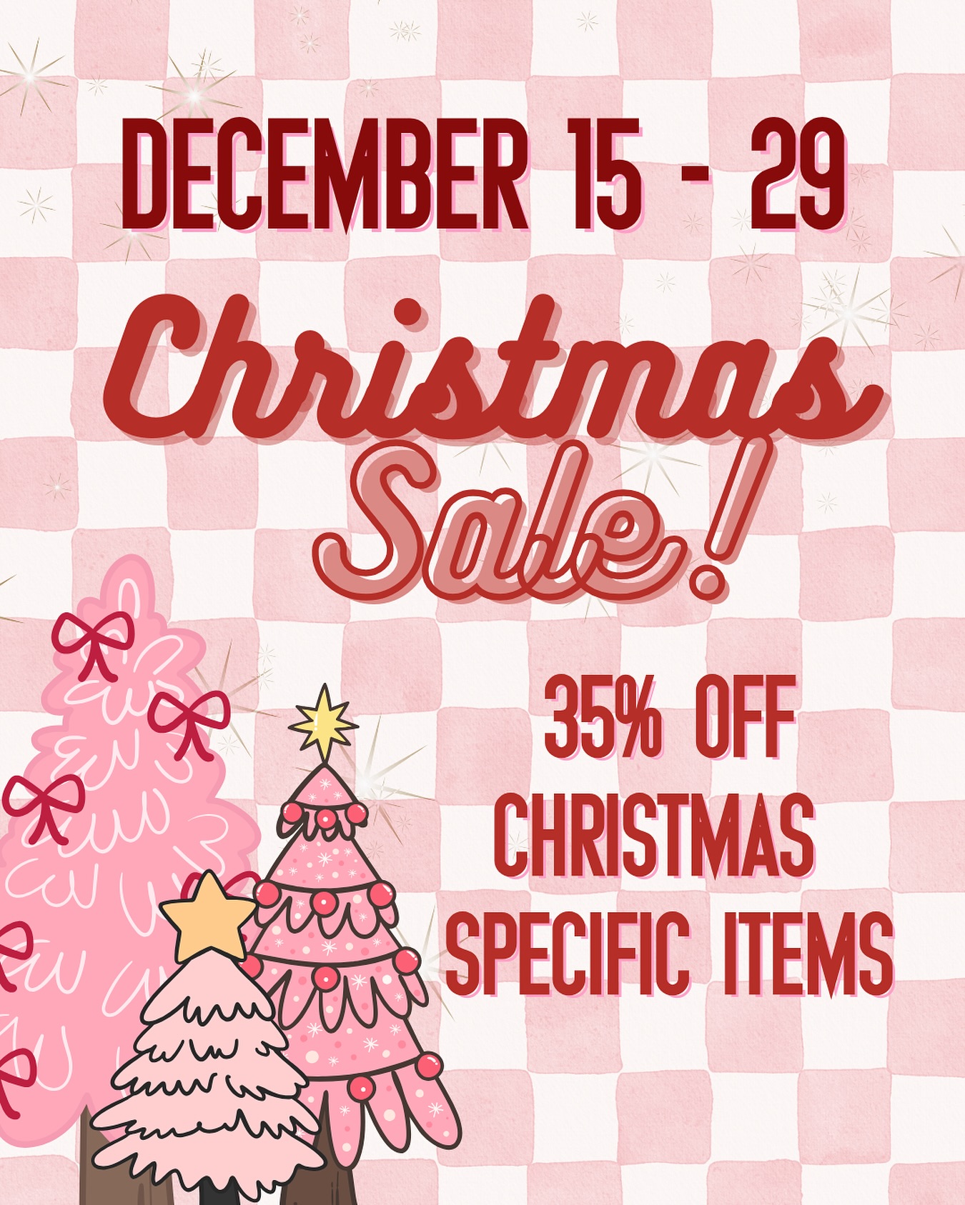 Christmas Sale!!!‼️ Don't miss your chance to get 35% off on all Christmas-specific items, December 15-29!