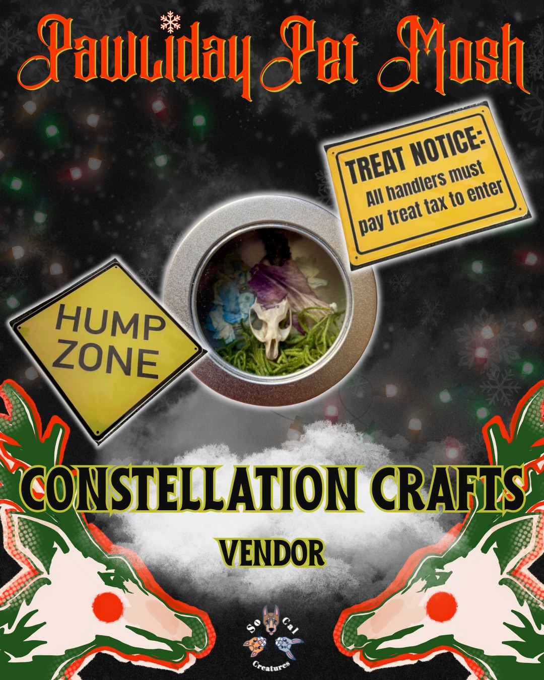 The Pawliday mosh is TOMORROW! Get your last-minute holiday gifts from our final vendor spotlight, Constellation Crafts by @pupstarorion !
Metal pet play signs, oddities, and more to treat just about anyone ๐ฆด
โ๏ธ Ticket link in bio โ๏ธ