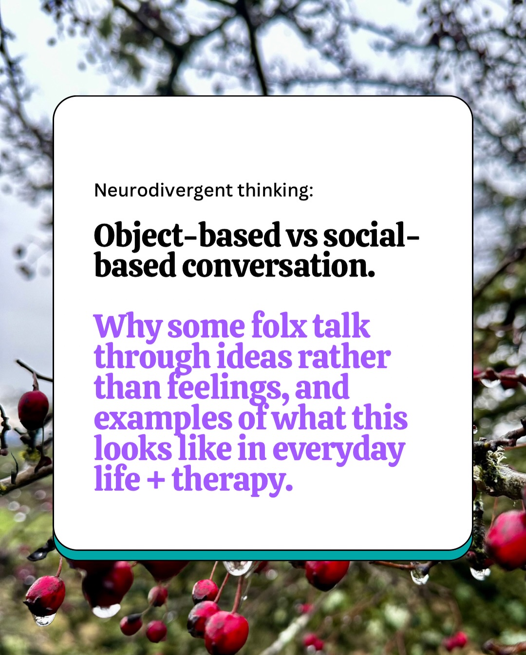 Gotta love a neurodivergent conceptual framework 😍
#therapy #therapistthoughts #nonmonogamy #trauma #lgbtqia #queer #psychotherapy #irish #ireland #relationships #scotland #scottish #glasgow #england #uk #wales #northernireland #enm #queertherapist #lgbtq #mentalhealth #mentalhealthawareness #healingcentred#neurodivergence #autism #adhd #hsp #dyslexia #dyspraxia #neuroqueer