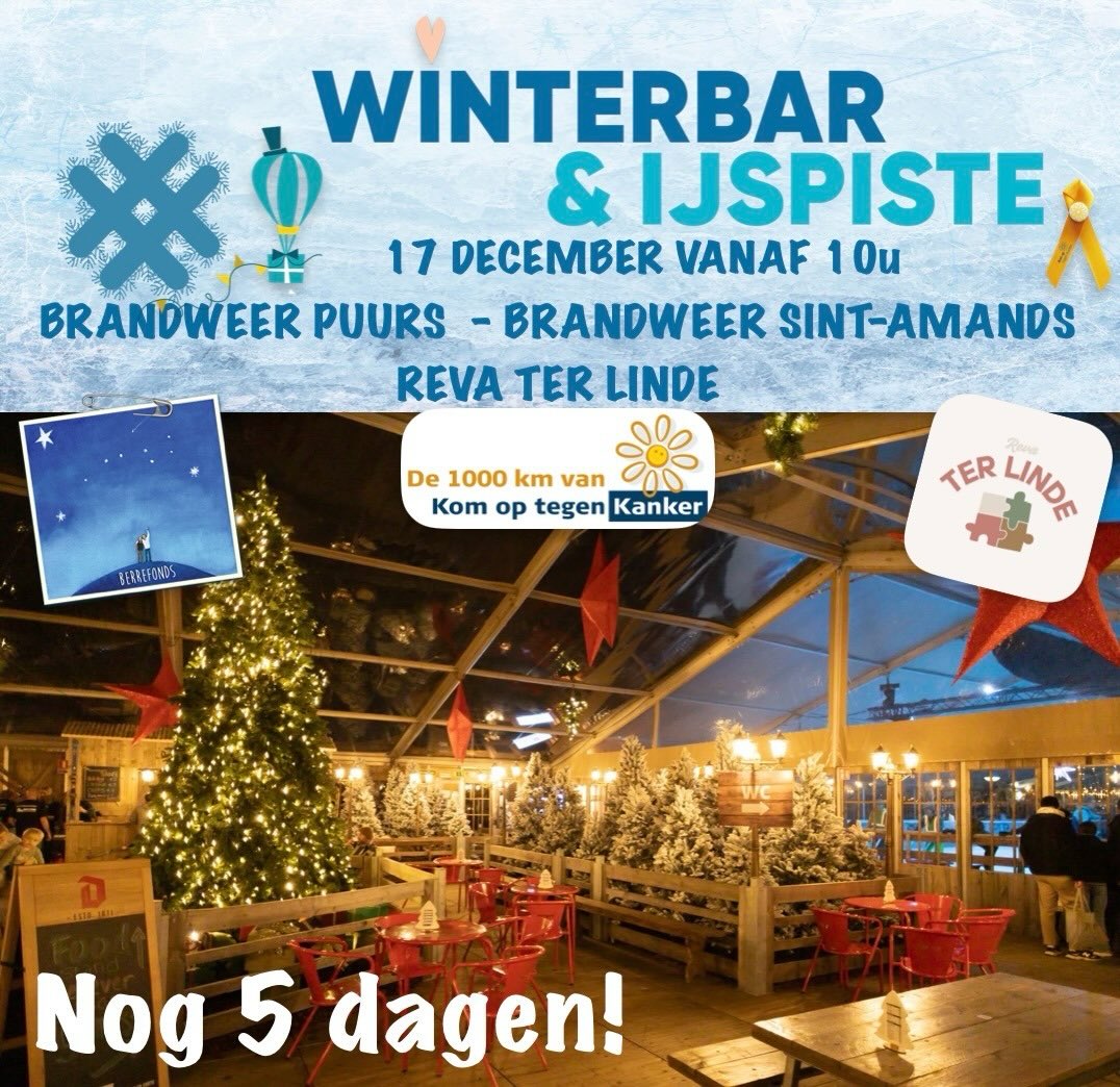 Woensdag baten wij samen met Brandweerzone Rivierenland de winterbar van Puurs uit ❄️
Kom jij eens langs om een pannenkoek te eten, een stapje op de schaatsbaan te wagen of gewoon te genieten van een lekker drankje? ☕️⛸️🥞