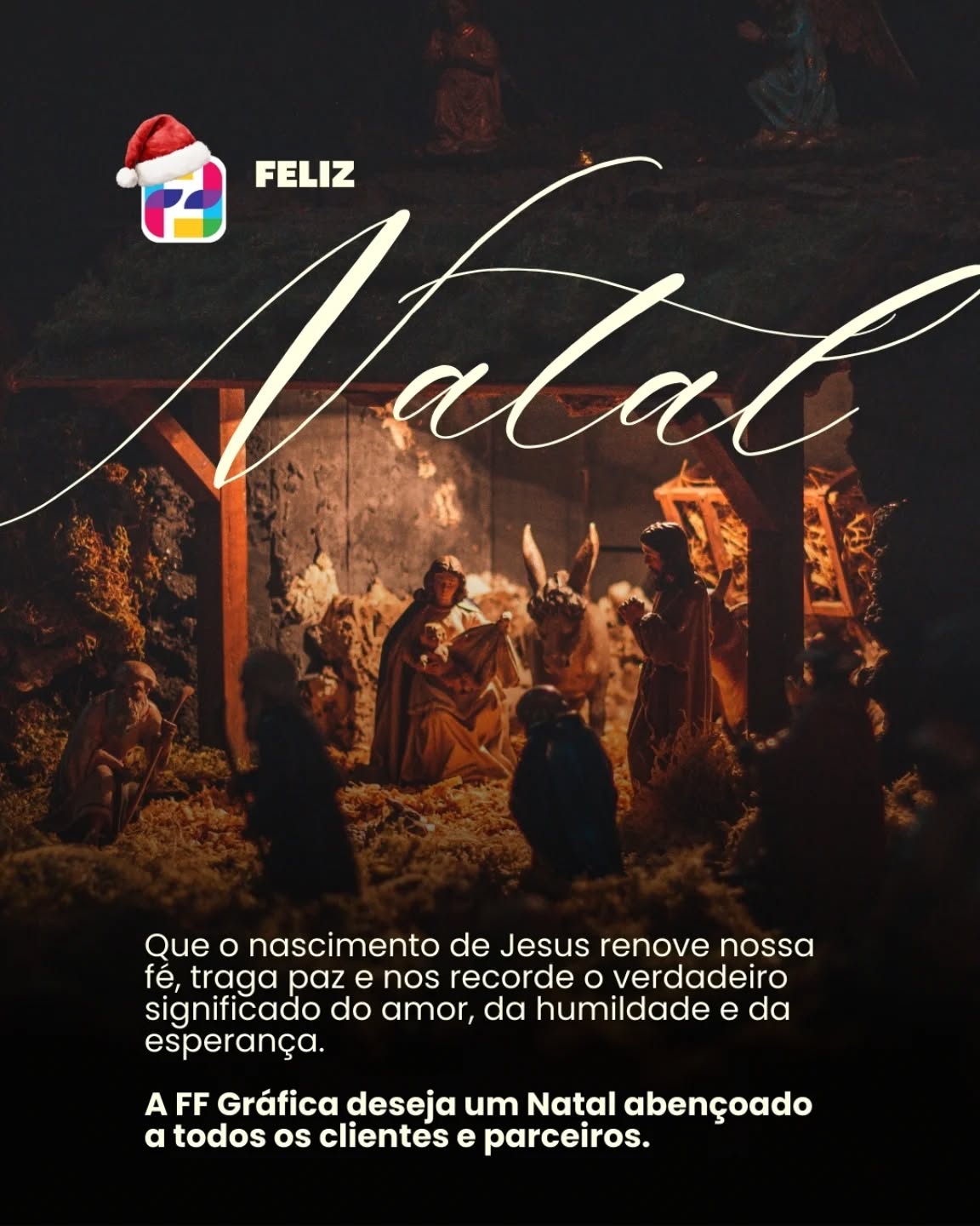 Que o nascimento de Jesus renove nossa fé, encha nossos corações de paz e nos lembre do verdadeiro significado do amor, da humildade e da esperança. 🙏🤍
A F&F Serviços Gráficos deseja um Natal abençoado, repleto de luz, união e gratidão a todos os nossos clientes, parceiros e amigos.
Que essa data especial fortaleça laços e renove sonhos. ✨
#FelizNatal #FFServiçosGráficos #NatalAbençoado #Paz #Fé