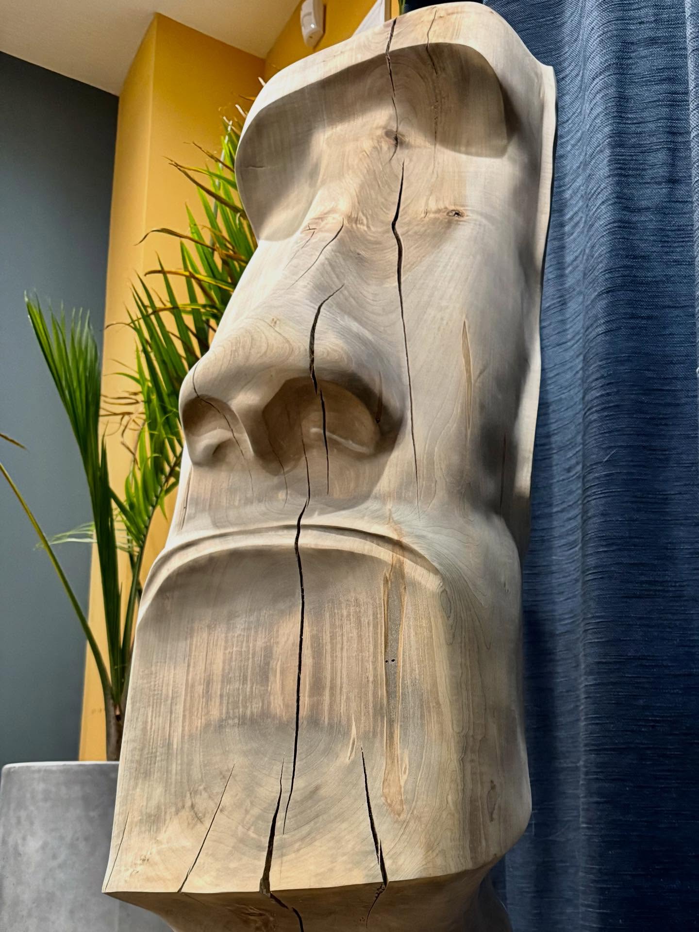 Moai. 4’ tall. Silver maple. Treated with pentacryl and left without finish. Carved with chainsaw, arbortech and Kutzall blades, and lots and lots of sanding #arbortechie #kutzall #woodcarving #easterisland #sculpture