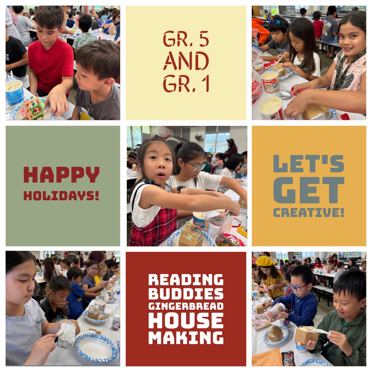 Our 5th and 1st grade reading buddies got together for a different kind of activity today. They decorated empty milk cartons to look like gingerbread houses. What a fun activity! Thanks to our teachers for planning and to our families for supporting.
#gingerbreadhouse