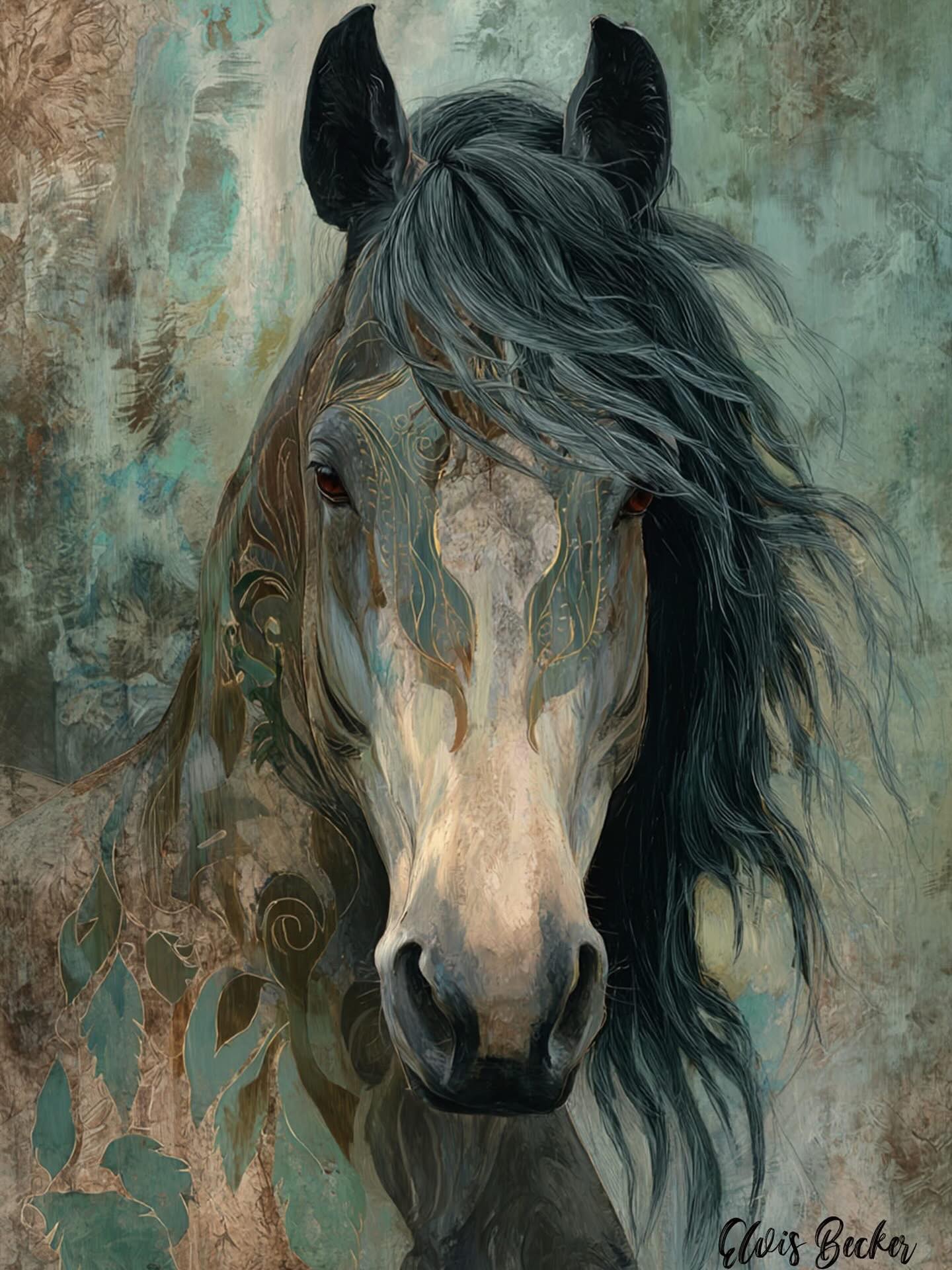 I hope you enjoy this image and story as much as I did 🐴🩵
The One Who Remembers the Way
He looks at you
as if he has known you
before your first name,
before your fear learned language.
The wind has lived in his mane for centuries.
You can see it—
the way each strand carries a story
not spoken,
only endured.
His face is marked
with lines older than maps,
curving like rivers
that never forgot the sea.
These are not decorations.
They are prayers
pressed gently into flesh.
The elders say
the horse was born between worlds—
one hoof in the visible,
one hoof in spirit.
That is why he does not rush.
That is why he waits
until your breath remembers
how to be honest.
He carries no saddle,
no command,
only the quiet agreement
between heart and horizon.
When you stand before him,
your past does not chase you.
It listens.
Leaves gather in his shadow,
recognizing kin.
Even the silence bends closer.
The earth lowers its voice
when he breathes.
If you ask him for strength,
he will give you steadiness.
If you ask him for direction,
he will give you stillness
until the answer rises on its own.
He does not move you forward.
He reminds you
that you were never lost.
And when you turn away,
something ancient inside you
walks differently—
as if a forgotten path
has quietly opened
beneath your feet.
🎨 Artist and the storyteller : Elvis Becker
#horsehumanconnection #healingwithhorses #horseart #storytelling #spiritanimal