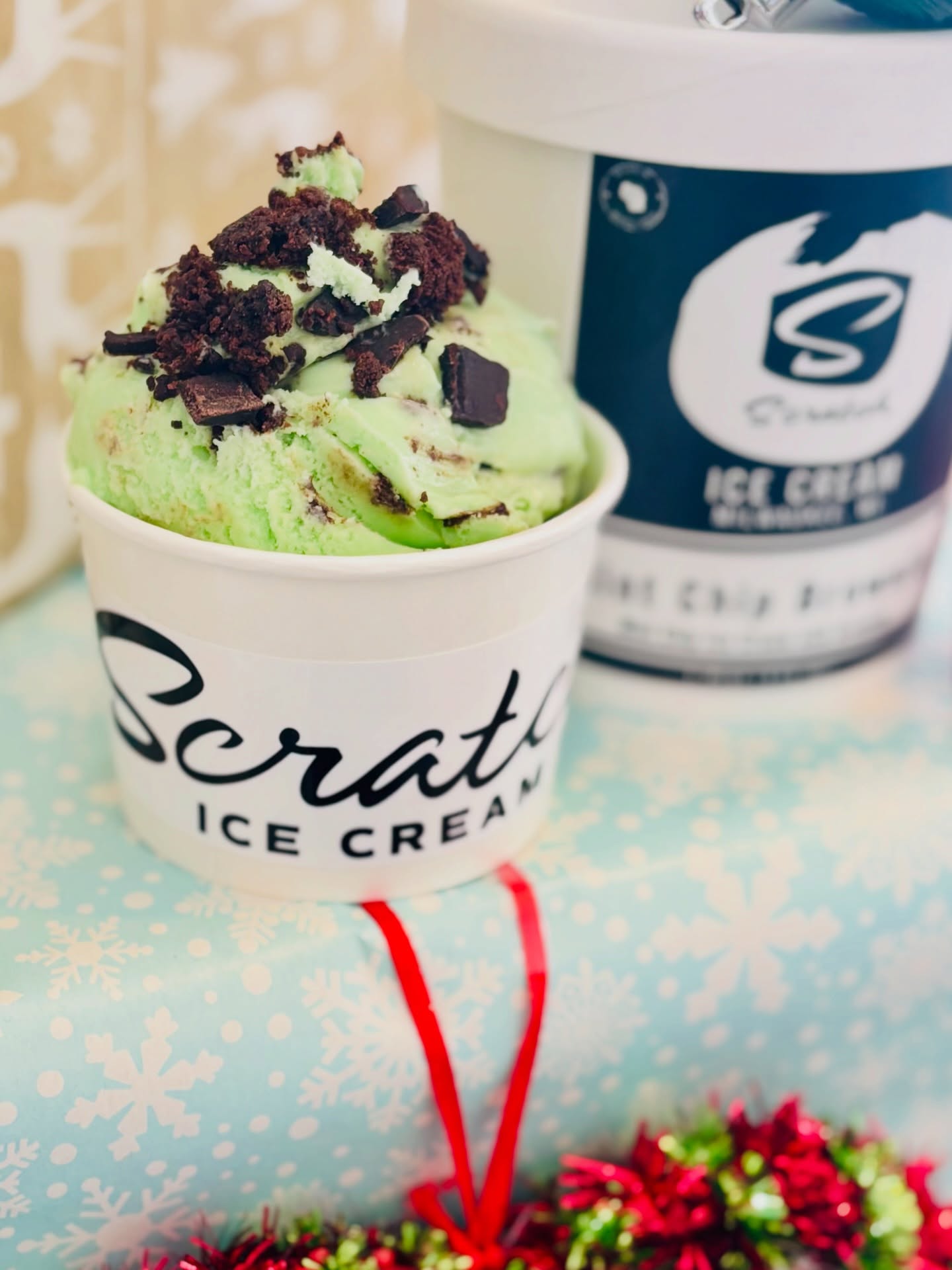 On the 19th day of December… mint chip brownie! A classic and one of our favorites! Available out of the case at both of our locations.