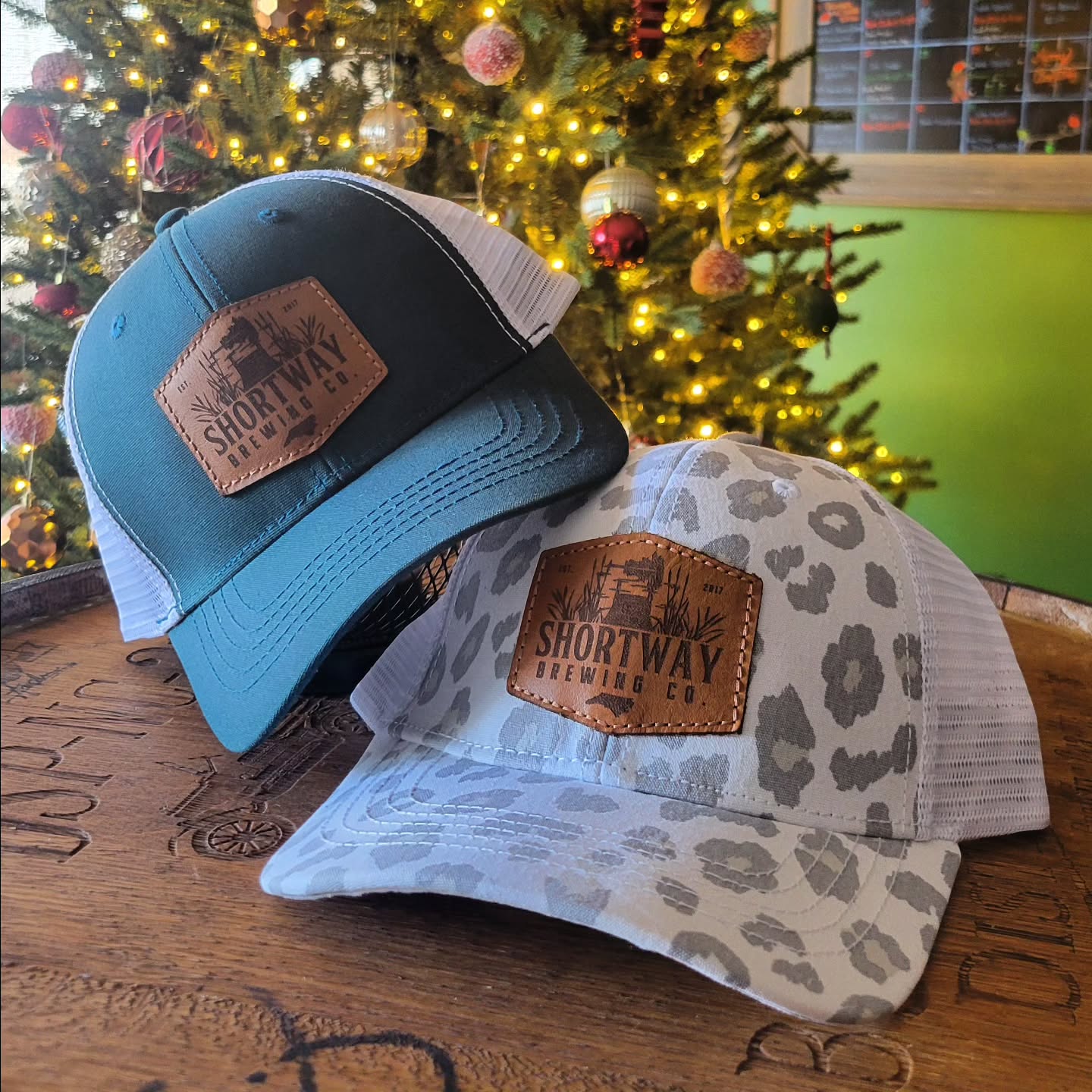 NEW hats with a concealed high pony tail option. Add it to your wish list! #shortwaybrewing #beerandfamily