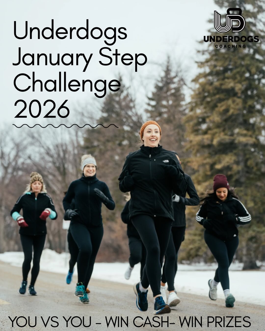 Kick off 2026 with progress, not pressure or perfection. This time of year can be overwhelming with resolutions and all-or-nothing thinking. This challenge is designed to build small, sustainable habits, with the simple goal of moving a little more each day. There is no universal step target—your goal is based on your own starting point and builds gradually throughout the month. Whether you’re just getting moving or already active, this challenge meets you where you are.
Entry Fee: $10
Payment: E-transfer to sarahcarrollcoaching@gmail.com
✔️ Both payment and form submission are required to be officially entered.
Participants must have a wearable device or smartphone to track steps. Step tracking will be done on an honour system. All participants will be added to a private group in the Underdogs Coaching app for the duration of the challenge.
All entry fees go toward a 50/50 cash draw (winner selected at random). Any additional funds will go toward prizing.
Progressive Step Goals:
Week 1: Baseline + 1,000 steps
Week 2: Baseline + 2,000 steps
Week 3: Baseline + 3,000 steps
Week 4: Maintain Week 3 or add an additional increase
👟 Track your steps
📈 Increase gradually
🐾 Show up consistently
Prizes include:
• Underdog Award – Greatest self-improvement
• Winter Warrior – Most outdoor steps logged
• Consistency King/Queen – Most days hitting their goal
• Plus additional random and community prizes
Challenge Dates: January 1–31
#stepgoal #underdogscoaching