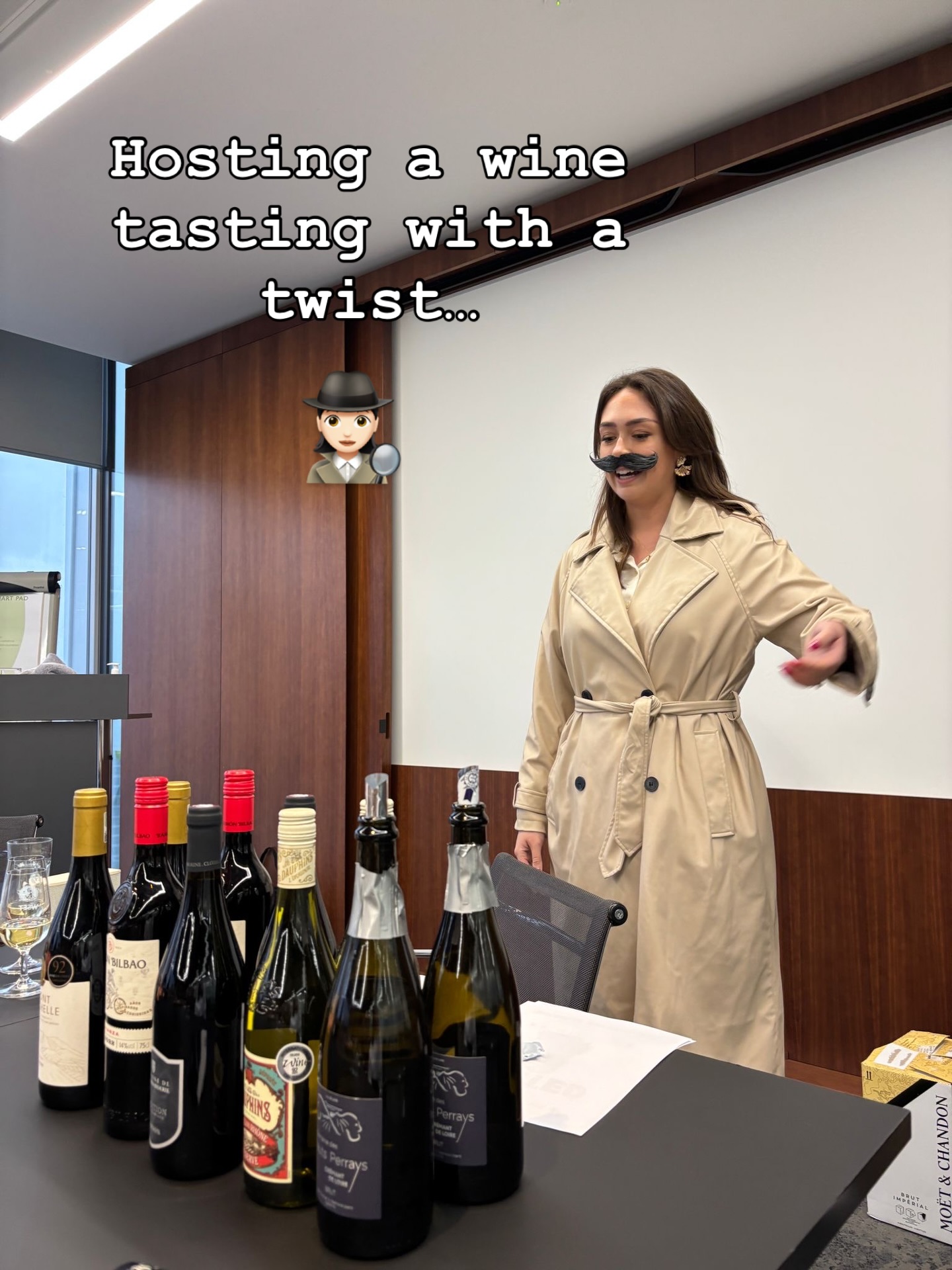 How to host a wine tasting for a group of people who may or may not be into wine…? 🍷 🍾
Easy - design, write and perform a murder mystery, complete with characters, props, posters and clues woven throughout 😅 oh, and make sure you set the scene with the all important playlist. 🕵🏻♀️🔎
Silliness levels successfully through the roof and we went on our (very) merry way to our Christmas party afterwards.
Huge thank you to those tagged who so kindly sent me some bottles to showcase for this - they were SO appreciated!
Merry Christmas! 🎄