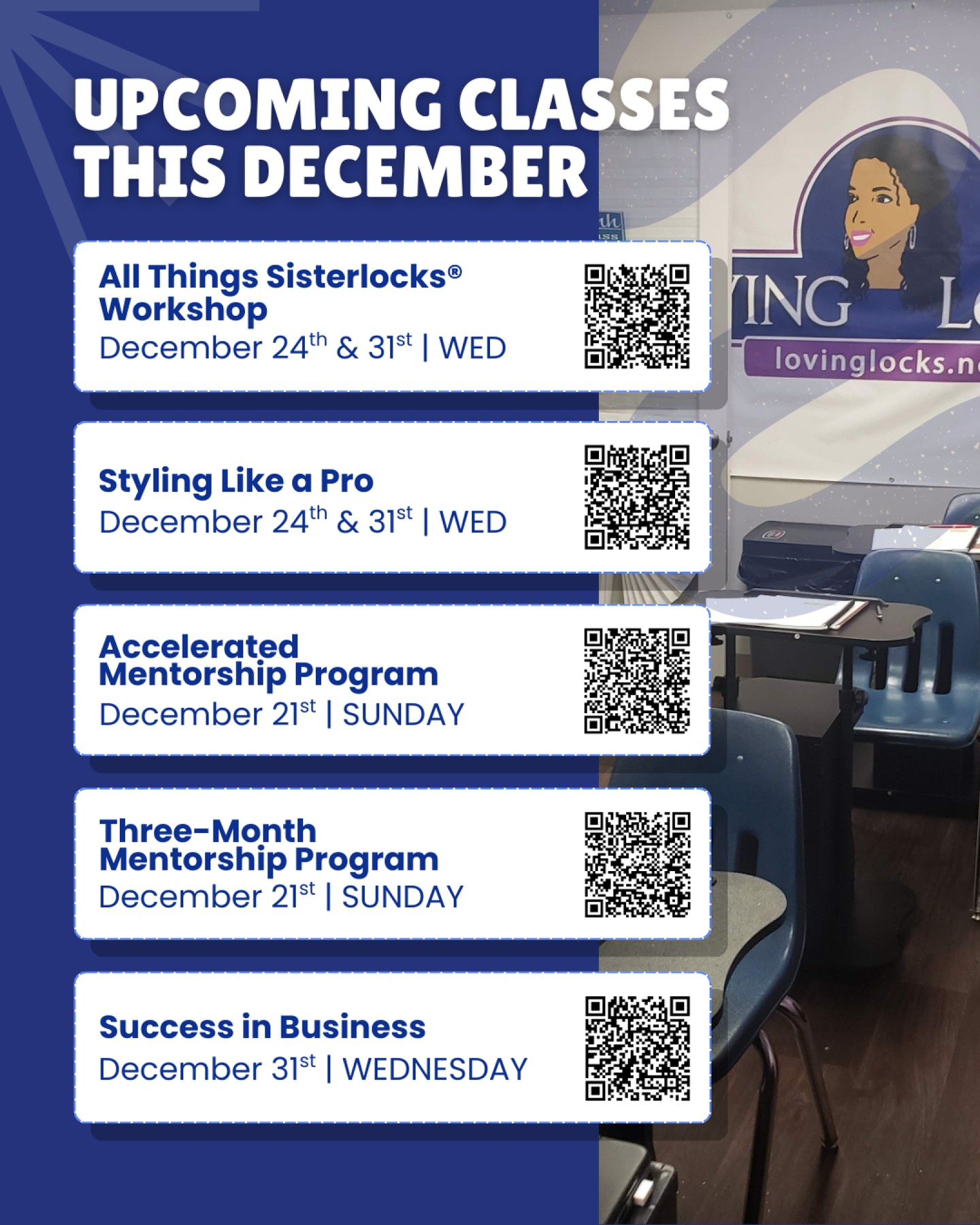 Thereās still time before the year ends ā donāt miss this! āØ
If growing your skills, strengthening your technique, or investing in your future has been on your to-do list, now is the moment. Our December classes and mentorship programs are your chance to finish the year with purpose and momentum.
From education and styling to mentorship and business growth, these opportunities are designed to support you at every stage of your journey. ā³
š Enroll at www.vagaro.com/lovinglocksllc/classes & register an account at https://curl-academy.learnworlds.com/
š§ Questions? jlocks@lovinglocks.net
#Sisterlocks #LocEducation #Michigan #Plymouth