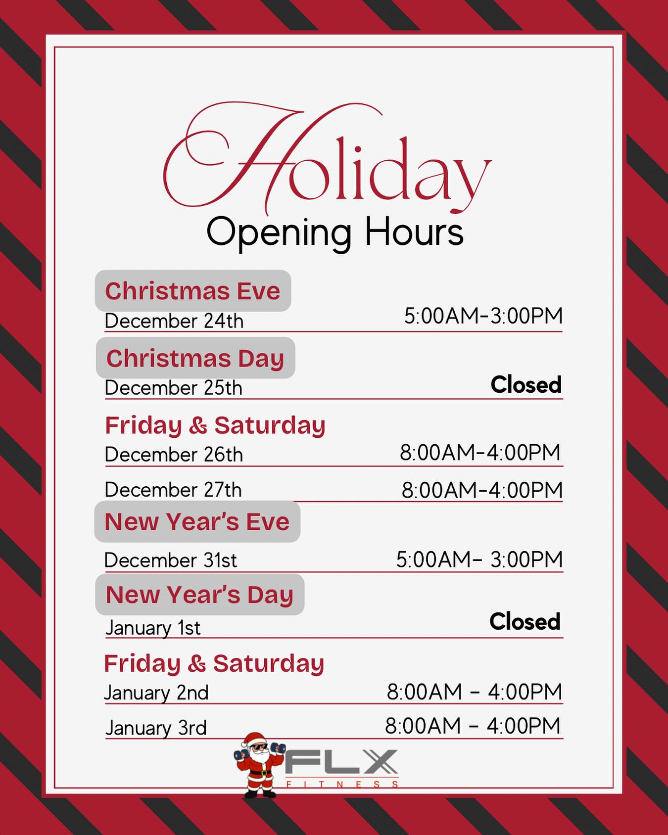 Holiday Hours 💪🏼