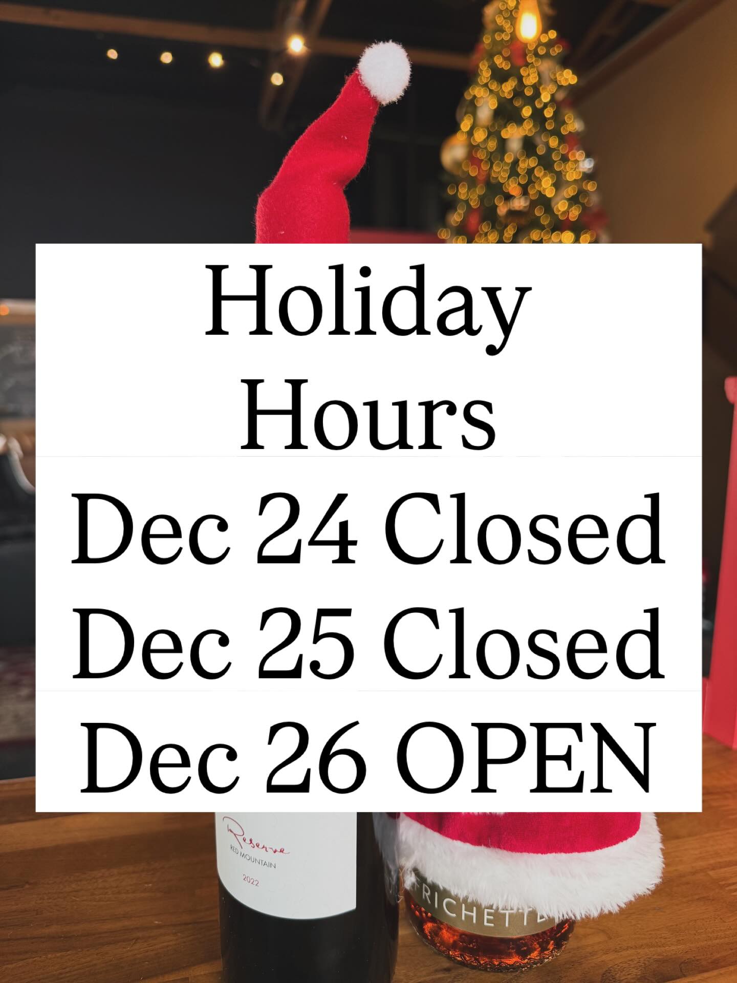 We are open TODAY til 5pm!!!!! Then we are hitting pause a couple of days for Christmas. Swing by with your families, sip with us today or this weekend.