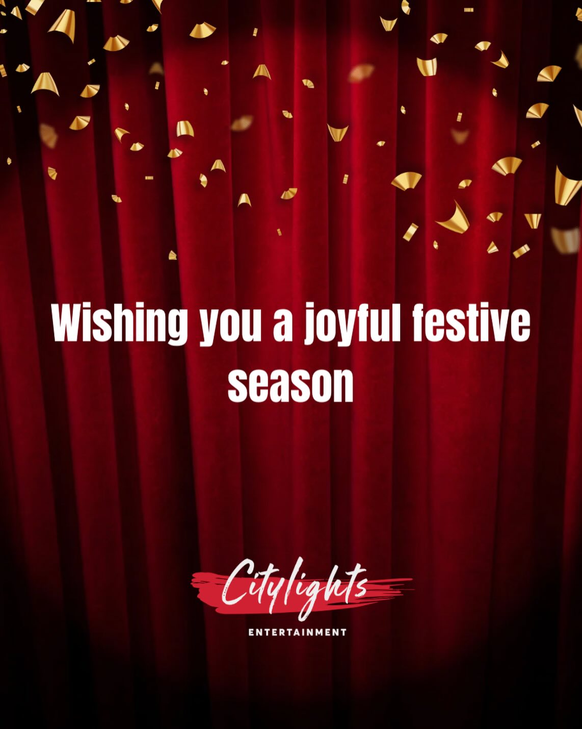 Wishing you a joyful festive season from all of us at City Lights Entertainment!
Thank you for being part of our journey through music, dance and unforgettable stories.
Here’s to more magic, movement, and moments together in 2026.
With love,
The City Lights Team
#MerryChristmas #CityLightsEntertainment #PerformingArts
#WorldwideTour #DanceOperaTheatre ArtThatInspires
ChristmasMagic SeeYouOnStage GratefulHeart
HolidaySeason2025