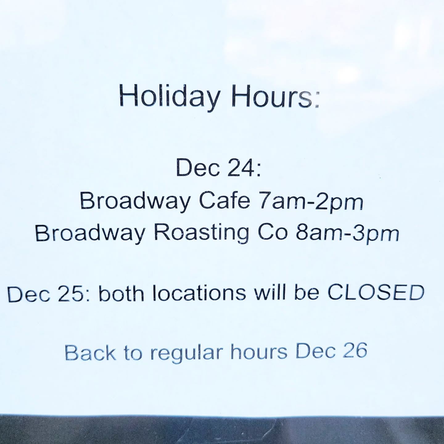 Happy Holidays!
The Cafe will be closing at 2 pm tomorrow.
ROCO will be open until 3 pm.
Thursday closed!