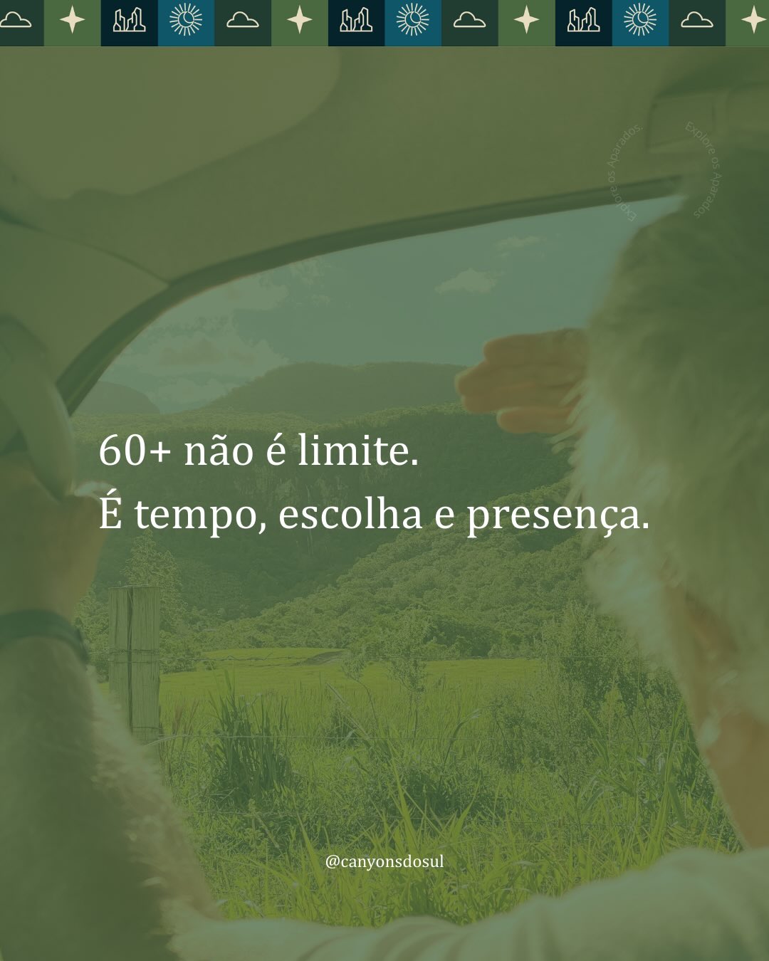 Viajar depois dos 60 não é sobre pressa — é sobre estar presente, contemplar e sentir cada paisagem.
Nos Cânions do Sul, em Praia Grande (SC), natureza, cultura e silêncio se encontram em experiências que acolhem o seu tempo e despertam curiosidade.
De mirantes acessíveis a estradas rurais com vistas panorâmicas, cada momento aqui é feito para apreciar a grandiosidade da natureza à sua maneira.
✨ Caminhar sem pressa
✨ Ver um cânion pela primeira vez
✨ Absorver histórias do interior
✨ Sentir a energia do lugar
São sensações que acontecem no seu ritmo — sem exigir intensidade, mas trazendo profundidade.
E porque boas experiências merecem ser compartilhadas:
👉 marque ou encaminhe para alguém que viajaria assim.
#CanionsDoSul #geoparquecanionsdosul #Turismo60Mais #capitaldoscanyonssc #descubrasc