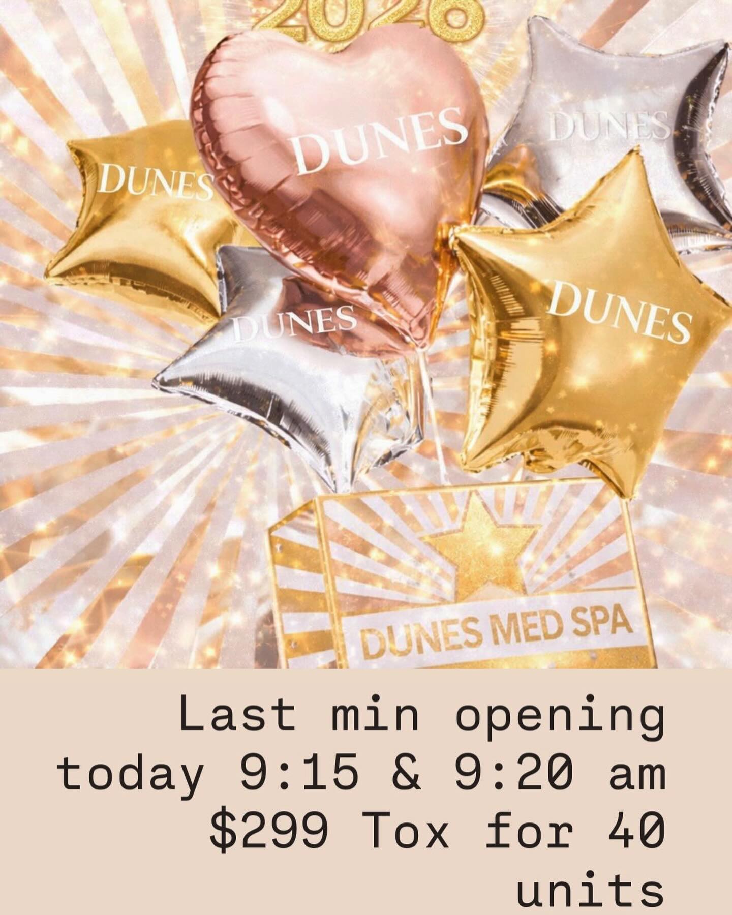 ✨ LAST-MINUTE OPENING – TODAY at 9:30AM! ✨
$299 for up to 40 units (Botox/Xeomin) 😍
Snag this appointment before it’s gone!
Perfect for:
💗 Forehead Lines
💗 11’s / Frown Lines
💗 Crow’s Feet
💗 Snatched, smooth, refreshed look
📍 Dunes Medical Solutions Spa
📞 843-839-1935 — CALL or TEXT to claim it now!
Pink, polished, and ready to glow. First to respond gets it! 💉💋
#DunesMedSpa #MyrtleBeachMedSpa #BotoxMyrtleBeach #LastMinuteOpening #SmoothSkinSeason BeautyDeals BotoxSpecial Xeomin FreshFace