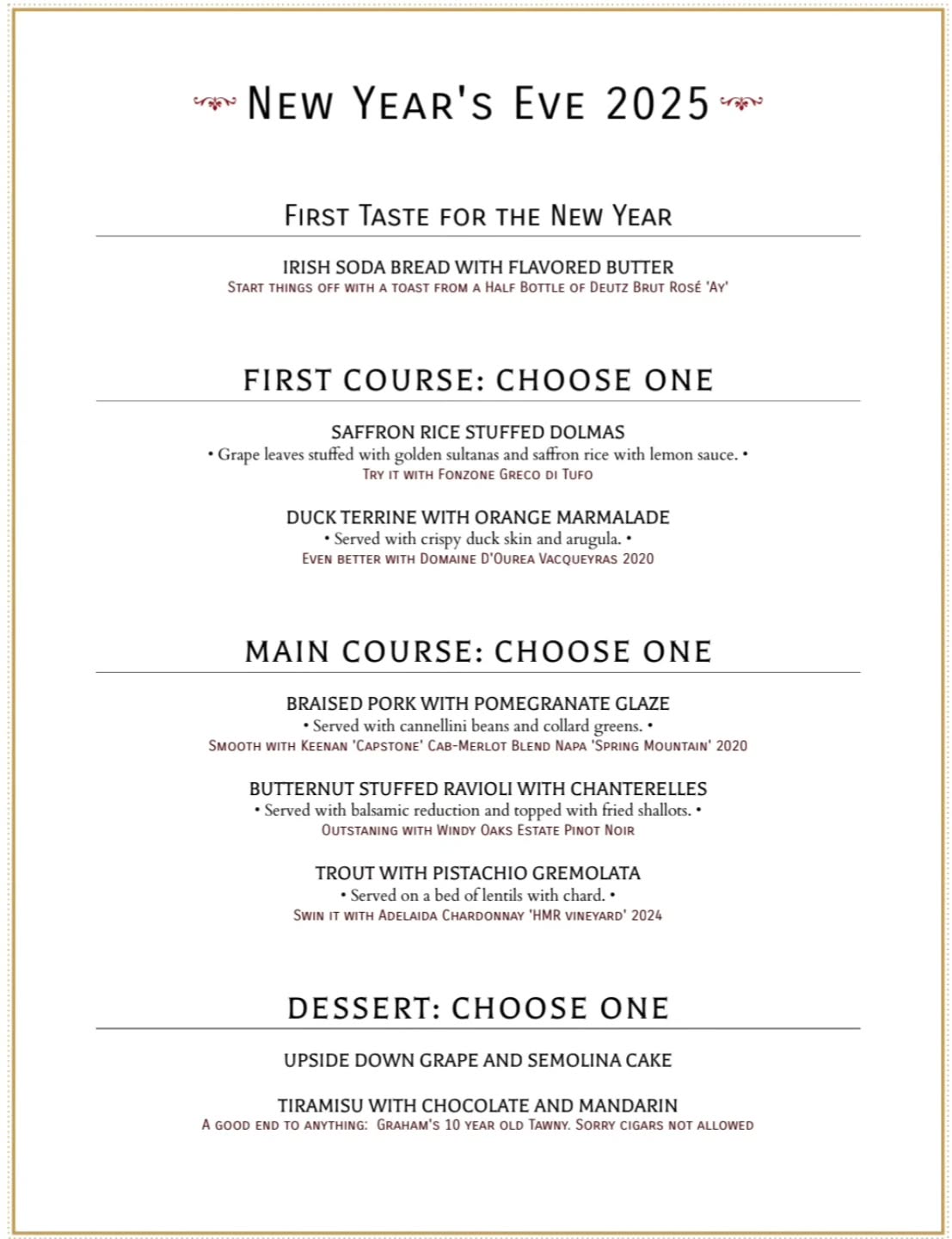 ✨️🥂New Years Eve dinner!🥂✨️
Join us for a fabulous multi course meal and special Champagne offerings!
Book your table soon🥂👇
https://www.exploretock.com/persephone-restaurant-aptos/experience/585545/new-years-eve?date=2025-12-31&size=2&time=20%3A00
#staylocalaptos #aptosdining #farmtotable #supportlocalbusinesses #newyearsevedinner