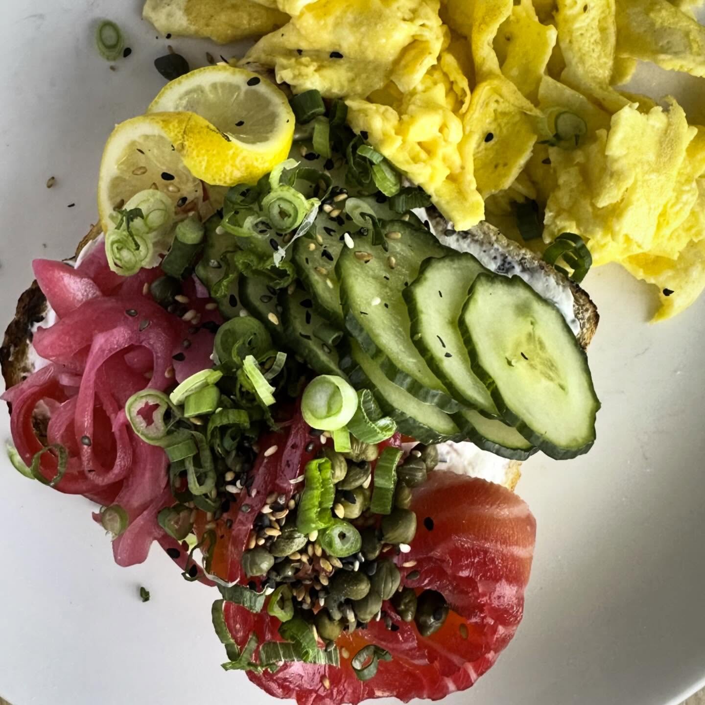 Loved my beet-cured #salmon and soft-scrambled eggs for #brunch at @thebinderydenver. Meticulously assembling each bite was an exercise in pure pleasure. #denverlicious