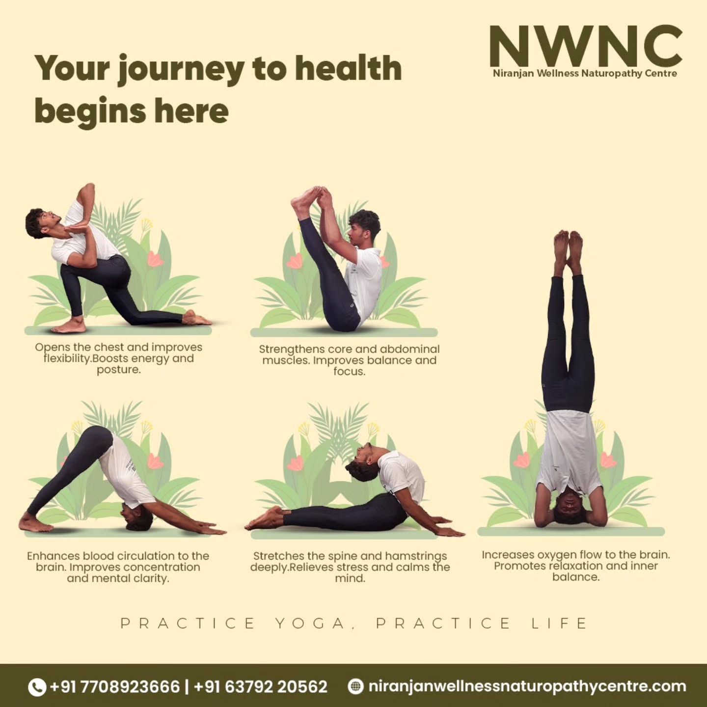 🌿 Best Yoga & Naturopathy Centre in Coimbatore
Your Journey to Health Begins at NWNC – Coimbatore
Healing is not just a workout — it’s a way of life 🧘♂️
At Niranjan Wellness Naturopathy Centre, Coimbatore, we help you reconnect with your body, breath, and mind through guided yoga & holistic naturopathy care.
✨ Improve flexibility & posture
✨ Strengthen core & balance
✨ Reduce stress & calm the mind
✨ Boost circulation & mental clarity
✨ Restore inner balance naturally
Every posture is a step toward better health and mindful living 💚
📍 Visit NWNC – Coimbatore
📞 Call / WhatsApp:
+91 77089 23666 | +91 63792 20562
🌐 www.niranjanwellnessnaturopathycentre.com
💬 DM us “YOGA” to start your wellness journey today
Yoga Centre in Coimbatore | Yoga Classes in Gandhipuram| Best Naturopathy Centre in Racecourse | Holistic Wellness Coimbatore | Stress Relief Yoga Coimbatore | Niranjan Wellness Chennai
#NWNC
#NiranjanWellness
#bestyogastudio
#yogacoimbatore
#pixelloomdigital
Naturopathy Coimbatore
HolisticHealing
MindBodyBalance
StressFreeLife
PracticeYoga
WellnessJourney
YogaNearMe
HealthyChennai