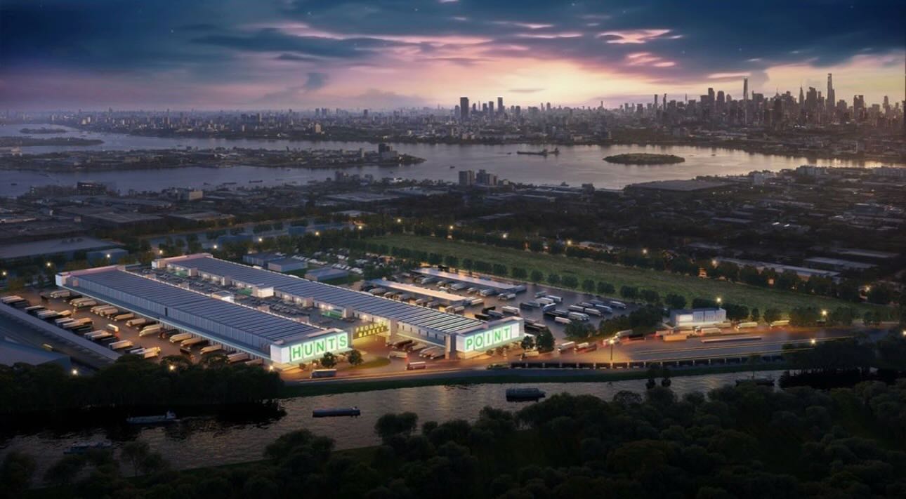 NEW YORK, NY—New York City Mayor Eric Adams, New York City Economic Development Corporation (NYCEDC) President and CEO Andrew Kimball, and the Hunts Point Terminal Produce Cooperative Association (Hunts Point Produce Cooperative) today announced a historic agreement to advance the redevelopment of the Hunts Point Produce Market in the Bronx. Backed by $405 million in city, state, federal funding, and an anticipated federal loan, the project will create a new state-of-the-art, intermodal food distribution facility, improve air quality for nearly 13,000 Bronx residents who live on the Hunts Point Peninsula, and generate more than 2,000 new construction jobs, as well as preserve the good-paying jobs already at the current market. Following a competitive procurement process announced in March, NYCEDC has conditionally selected Aurora-Primus—a joint venture design-build firm with Aurora Contractors, LLC and Primus Builders, Inc. as principal entities—to execute the project. Over the next six months, the parties will work together to advance the project design and make sure the operational needs of the Hunts Point Produce Cooperative can be met at a financially sustainable cost. Construction is expected to begin in late 2026. Once constructed by NYCEDC, the new facility will be leased by the Hunts Point Produce Cooperative.