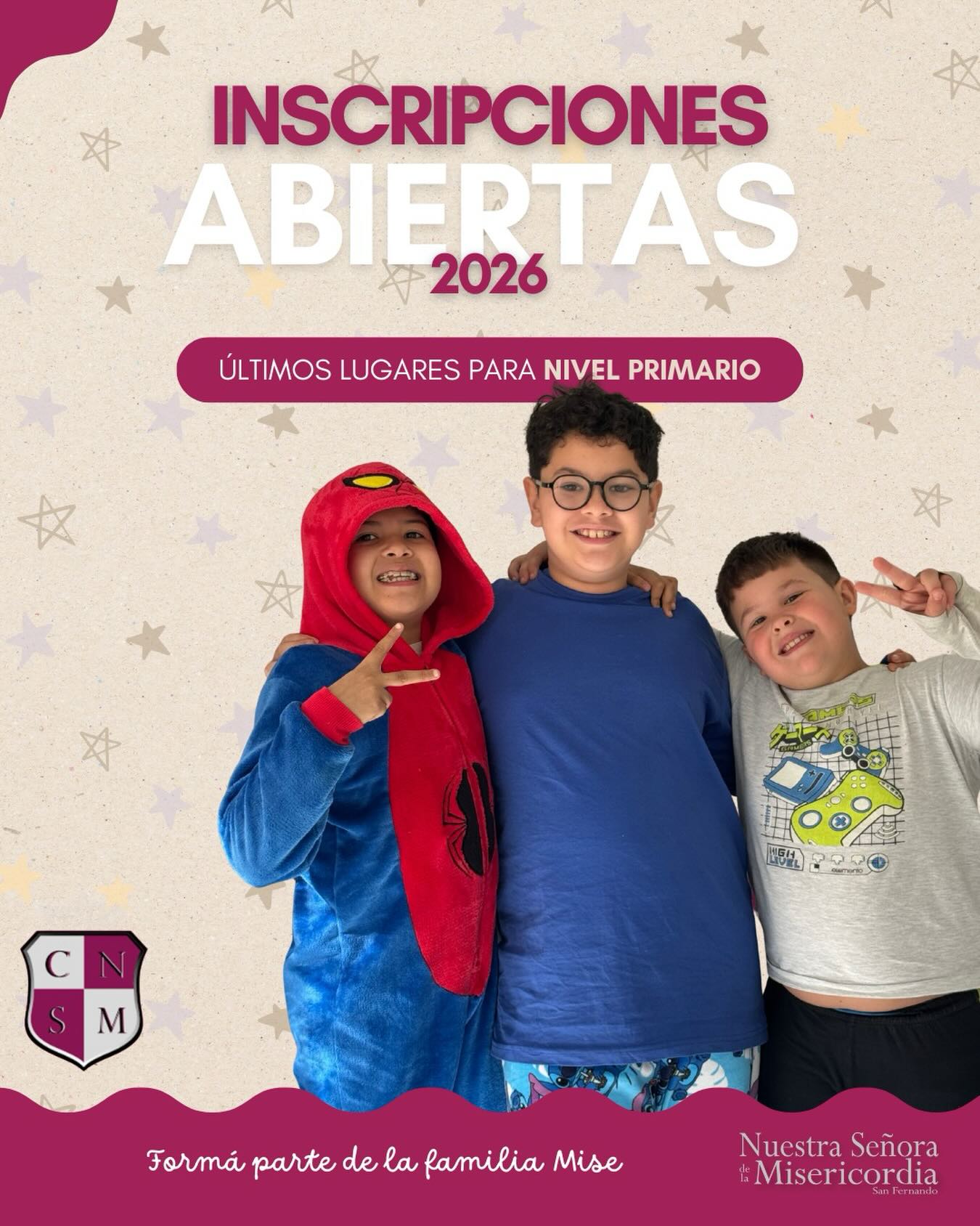✨📚 ¡Inscripciones abiertas – Nivel Primario 2026!
Ya están abiertas las inscripciones para el Ciclo Lectivo 2026 en el Colegio Misericordia de San Fernando 🙌
Un espacio donde educamos con valores, acompañamos cada etapa y formamos personas para el futuro 💫
👧🧒 Propuesta educativa
Desde Primer a Sexto grado, en ambos turnos, acompañamos el crecimiento integral de nuestros/as estudiantes con una propuesta pedagógica sólida, formación en valores y espacios extracurriculares que enriquecen su desarrollo.
✨ Los esperamos para comenzar juntos este nuevo camino de aprendizaje.
📩 Consultas: info.inscripciones@colegiomisericordia.edu.ar
#InscripcionesAbiertas #NivelPrimario #CicloLectivo2026 #ColegioMisericordia #educacionconvalores