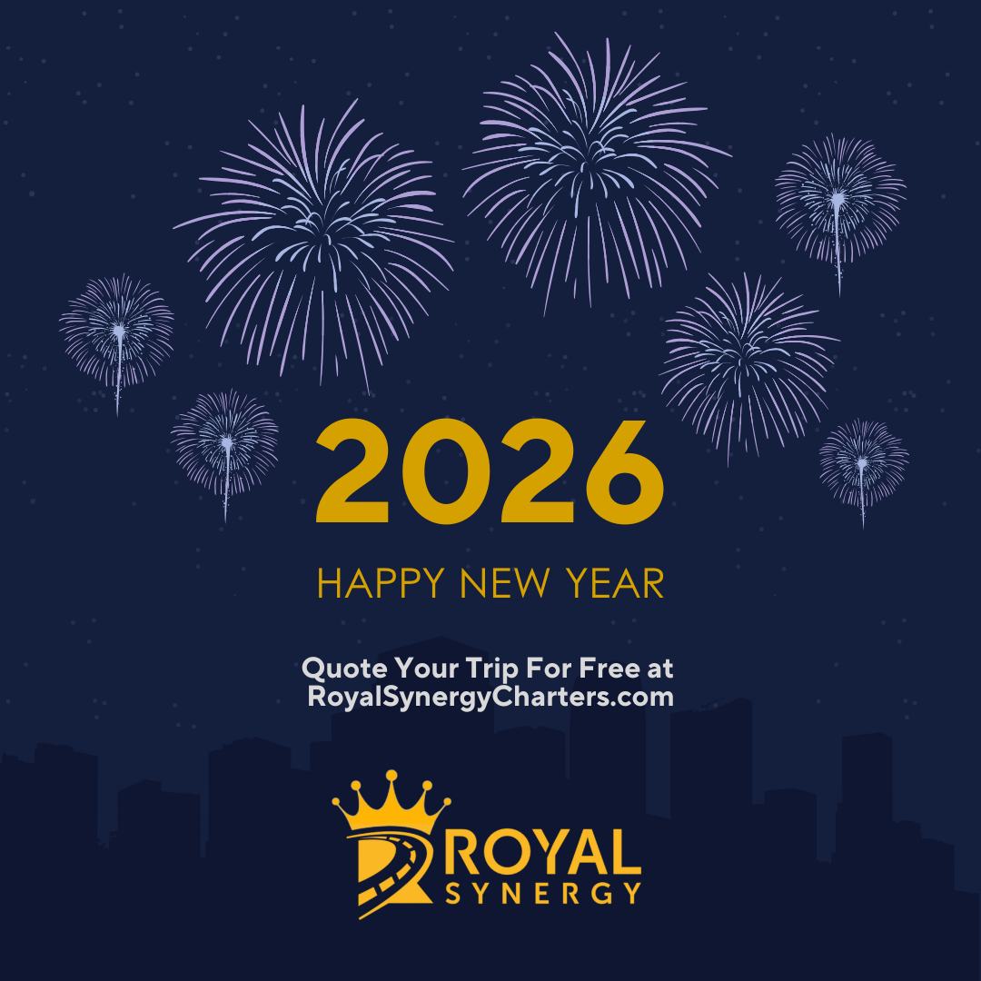 Happy New Year from Royal Synergy Charters! 🎉
We’re excited to keep providing safe, reliable, and comfortable group transportation in 2026. Book your next trip with us and start the year on the move!
•
#HappyNewYear #RoyalSynergyCharters #SafeTravel #ReliableTransportation #GroupTransportation #NYE2026