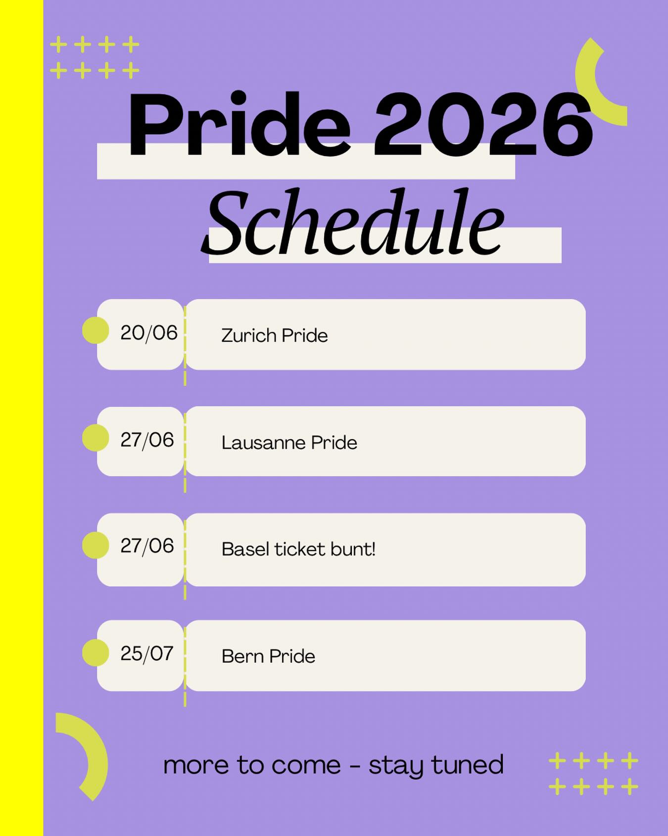 Save the Dates – Prides 2026 are loading… 🌈✨
Freu dich auf unvergessliche Momente, starke Botschaften & safe queer Spaces! 💬💪
Queeramnesty Schweiz ist bei einigen Prides dabei – komm vorbei & sag hi! 🏳️🌈
👉 Like den Post & teile ihn mit deinen Friends
📅 Weitere Daten/Infos folgen laufend 2026!
#pride #lgbtq #loveislove #lgbtpride #queer
@zurichpride @lausannepride @baselticktbunt @bernpride.ch