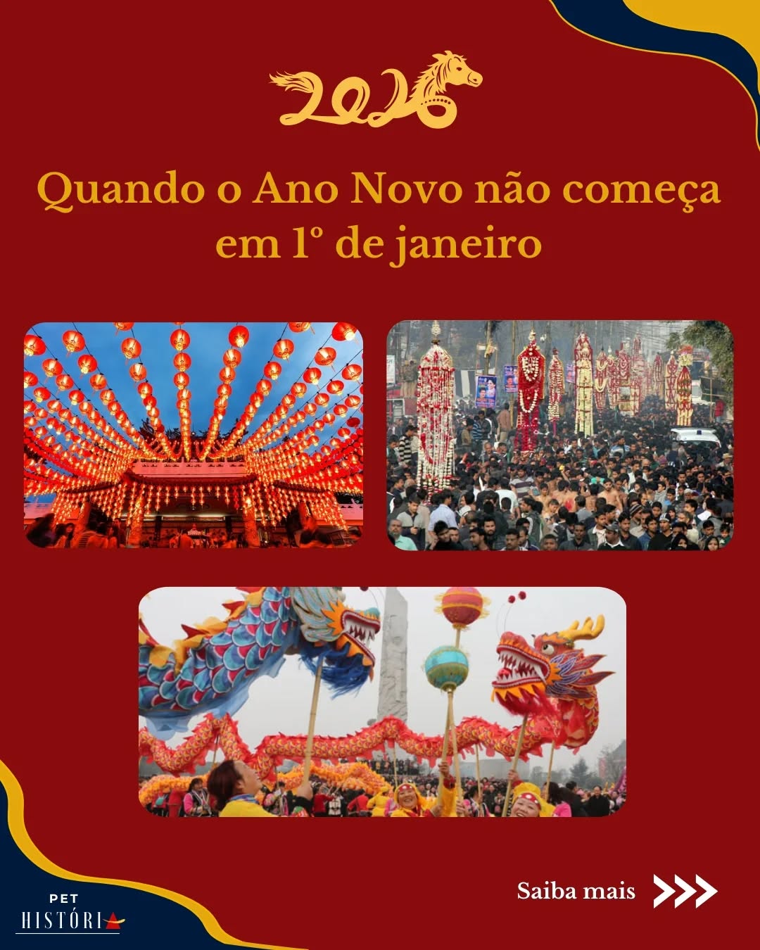 Você sabia que nem todo mundo comemora o Ano Novo em 1° de Janeiro?
No post de hoje, o PET História tem conta o porquê! ✨️
#pethistoria #uftm #anonovochinês