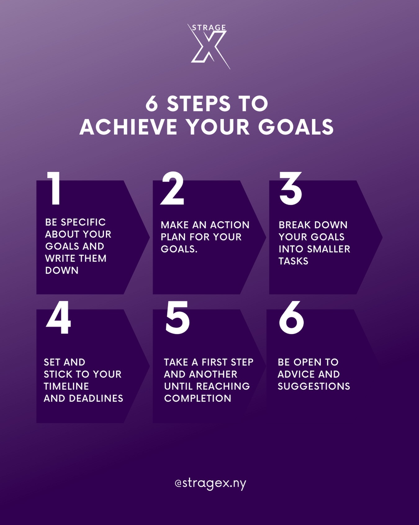 Success isn’t accidental—it’s intentional.
Break it down. Take action. Stay consistent.
Your goals don’t happen overnight, they happen step by step. 💜⚡️
#StrageX #GoalSetting #ExecutionOverExcuses #LevelUp