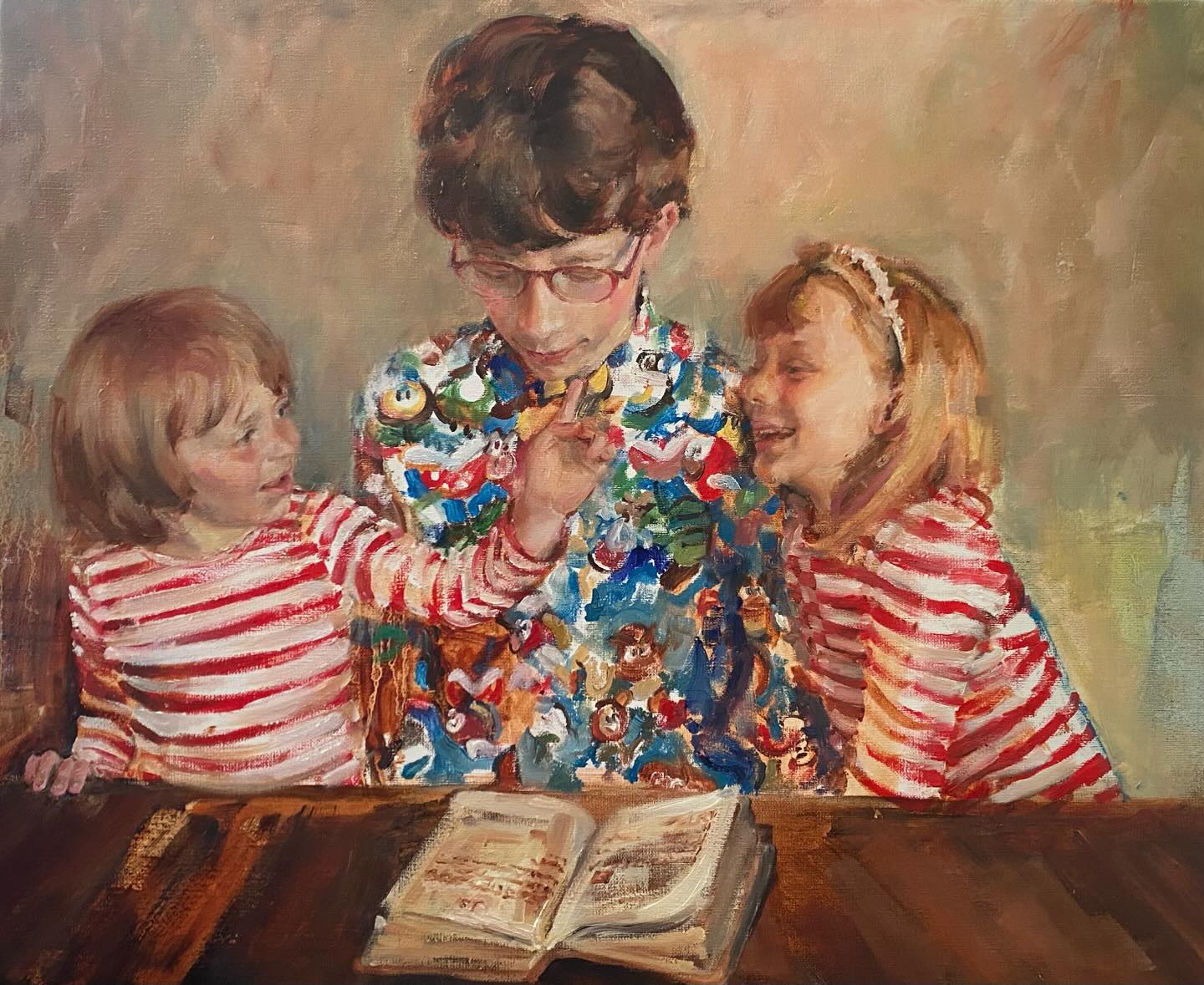 New commissioned painting of two Dutch-Danish sisters and their cousin.
50x60cm, oil on linen
#tripleportrait #contemperaryart #oilpainting #portret #portretinopdracht