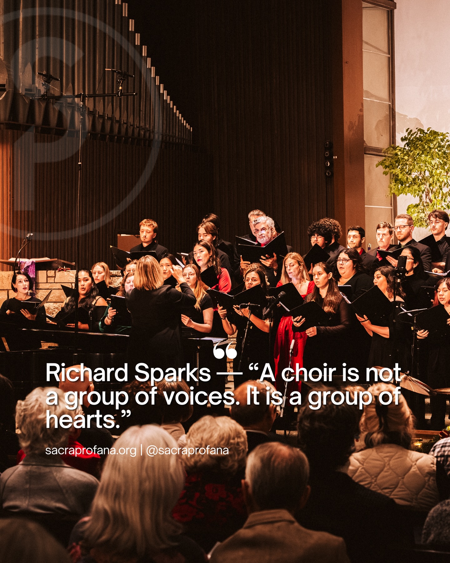 “A choir is not a group of voices. It is a group of hearts.” — Richard Sparks
This is why we sing. Community, connection, and shared breath coming together to tell a story bigger than any one voice. Grateful for the hearts on stage and in the audience who make this music possible.
#SacraProfana #ChoralCommunity #MusicWithHeart