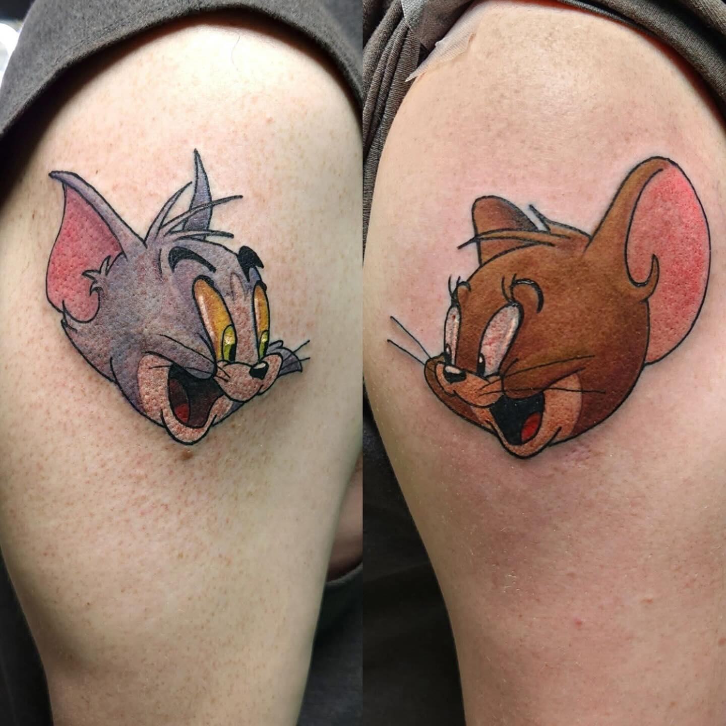 When you’re a dude named Jerry with a best friend named Tom, is there a better bestie tat?! Answer’s no 😉🤎🩶
Done by @jordanstattoons
Book with Jordan! Call 989-835-6672, message or stop into the shop at 3126 Jefferson Ave, Midland MI 😜
#michigantattooartist #blackballtattoo #midlandmi #colortattoo #jordantoons