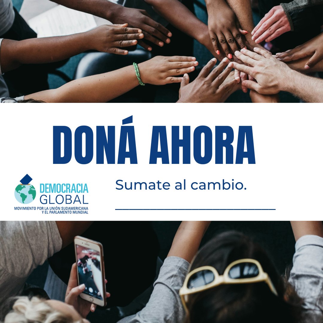🌍 Construyamos un mundo más democrático.
En Democracia Global trabajamos para enfrentar desafíos globales a través de la cooperación, el federalismo y la participación ciudadana.
🫶 Tu donación nos permite continuar promoviendo campañas como COPLA y UNPA. Haz clic en el enlace de nuestra bio y sé parte del cambio.
#DonarHaceBien #DemocraciaGlobal #ConstruyendoDemocracia