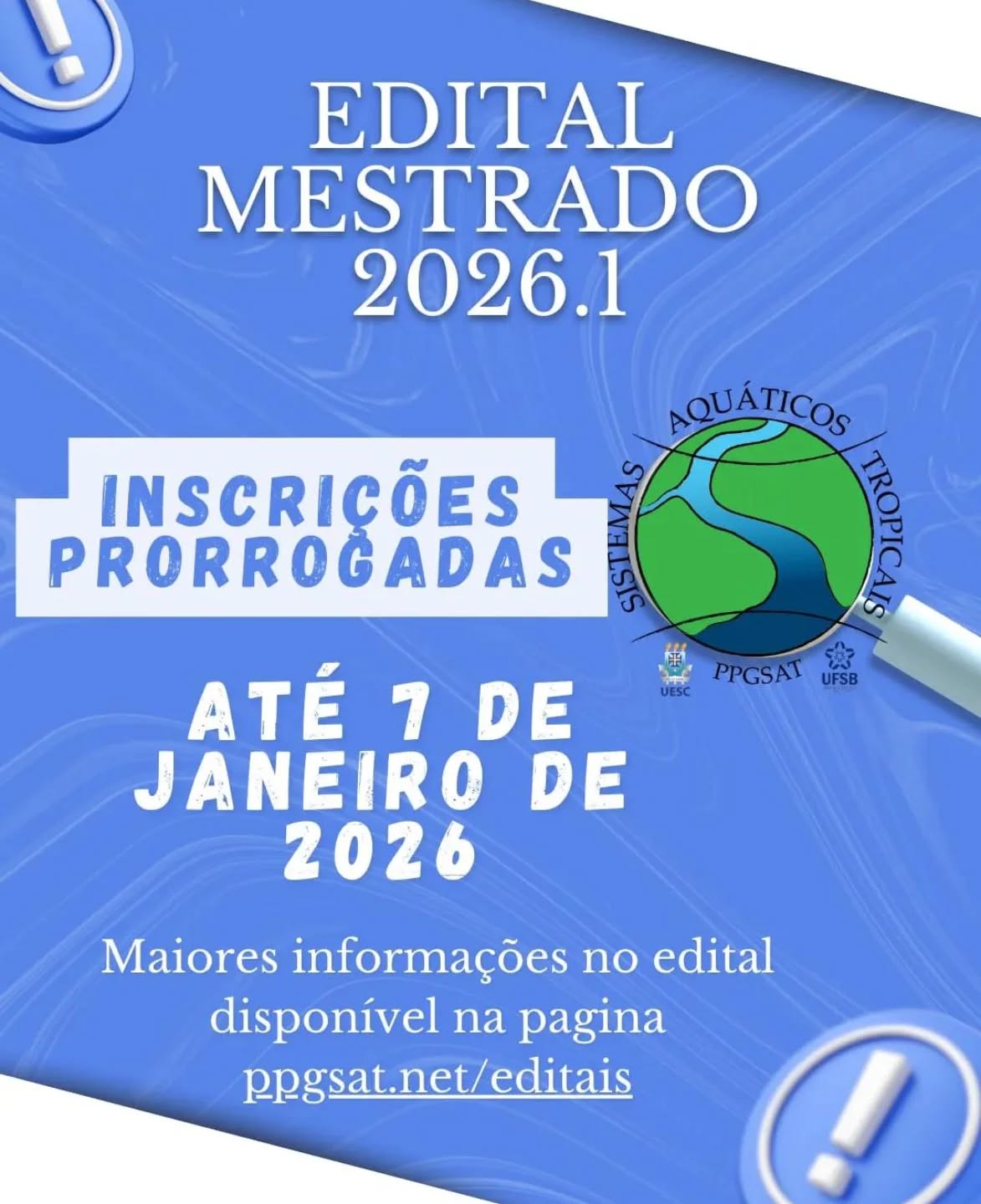 Inscrições prorrogadas!!! Até 7 de janeiro de 2026!! Vanha fazer mestrado no Sul da Bahia!!!! @proppg_ufsb @propp_uesc