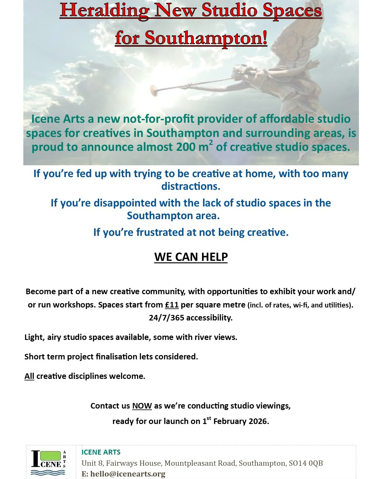 New Year, New Opportunity!
#studio #artistlife #artistsupport #southamptonbusiness #hampshireartist #studiorent #creativeart