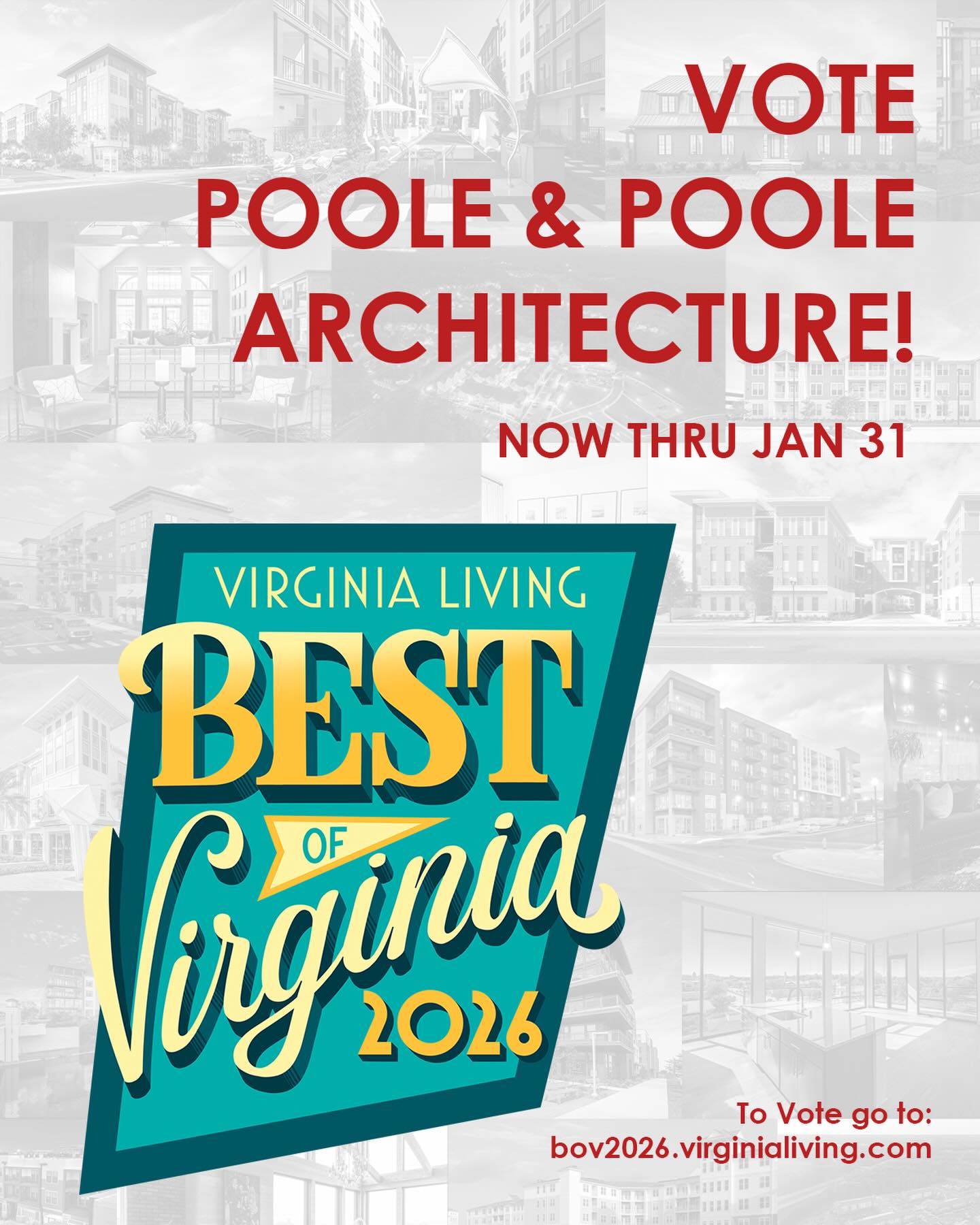 👉 Please visit the link and vote Poole and Poole Architecture for Best Architecture Firm in Central Virginia in Virginia Living’s Best of Virginia competition. Thank you for your support! https://bov2026.virginialiving.com/