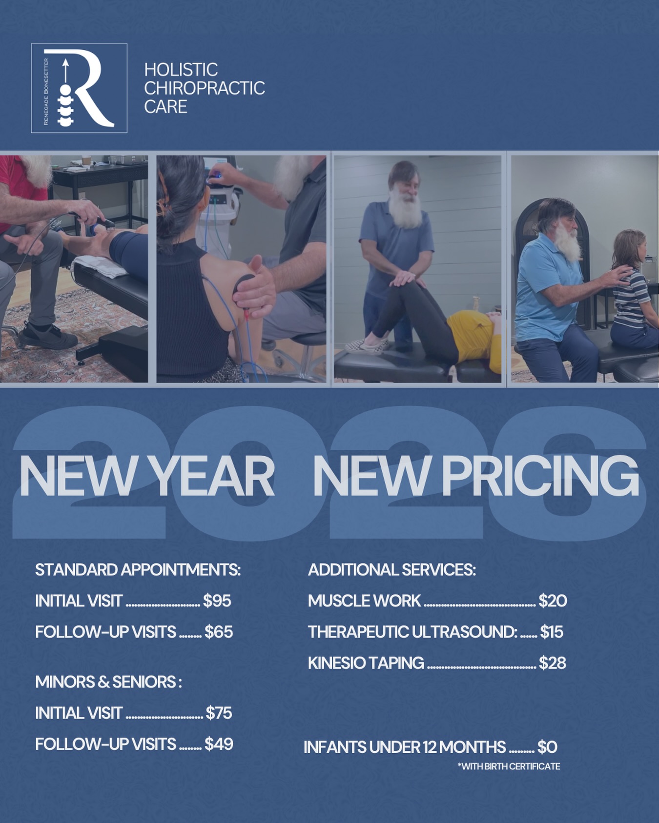 💵 We’ve updated our pricing to help you keep holistic care at the top of your to-do list.
🎟️ These new rates are “a-just” the ticket you need to feeling your best in 2026! Come see Doc and get back in alignment!
✨ Come in. Be well.
📅 Book at the link in our bio or give us a call!
#chiropracticcare #holisticwellness #newyearnewpricing #careyoucantrust
