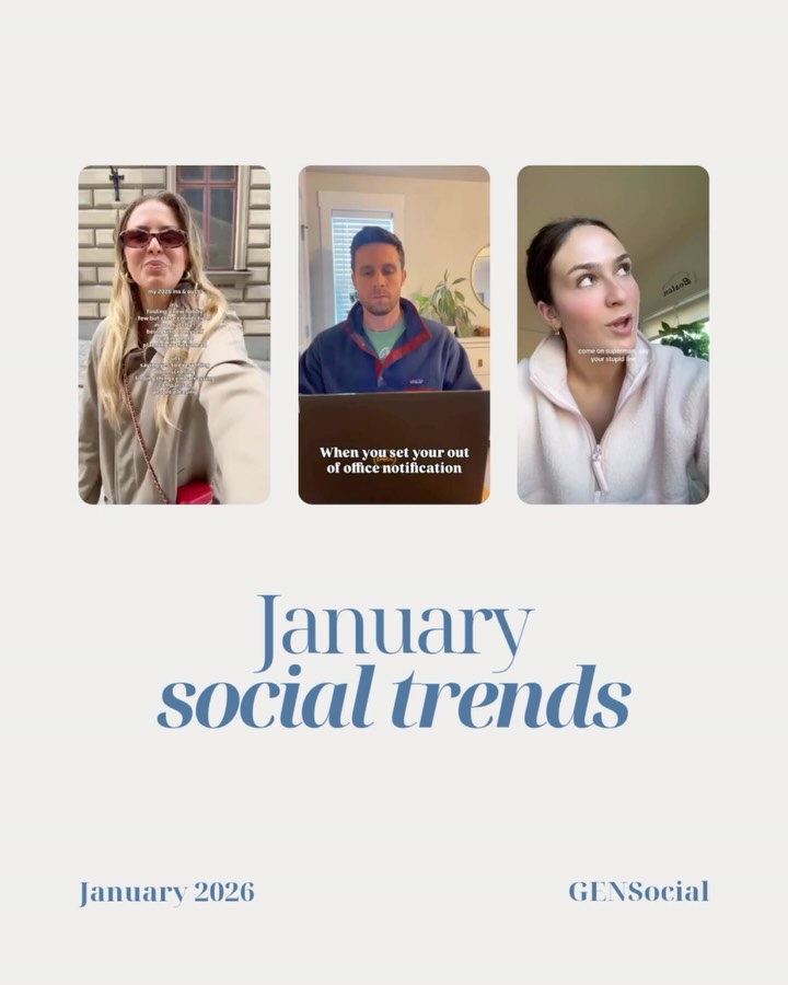 January Social Trends to Know!
This month is all about fresh starts, playful reveals, and fun, relatable content. The kind people love to watch (and share).
We’ve rounded up the top trends so you can:
• Jump in early while reach is high
• Save time searching for what’s performing
• Easily adapt each trend to your brand or niche
These trends are perfect for kicking off the new year.
Save this for your January content plan or create with us to stay ahead without the stress.