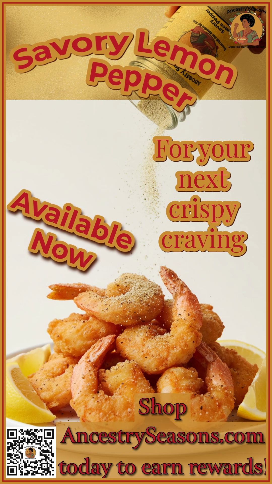 Tempura but make it ancestor-approved: a light crunch + a bold sprinkle. Savory Lemon Pepper on shrimp tempura (or chicken tempura) is the kind of bright flavor winter needs.
Tag the friend who orders tempura every time!
#NationalTempuraDay #ShrimpTempura #LemonPepper #SeafoodLovers #FoodieEats #RecipeIdea #DinnerInspo #CrispyFood #HomeCooking #FoodInfluencer #SoulFoodInspired #AncestrySeasons #SeasoningBlend #KitchenCreativity #EasyMeals