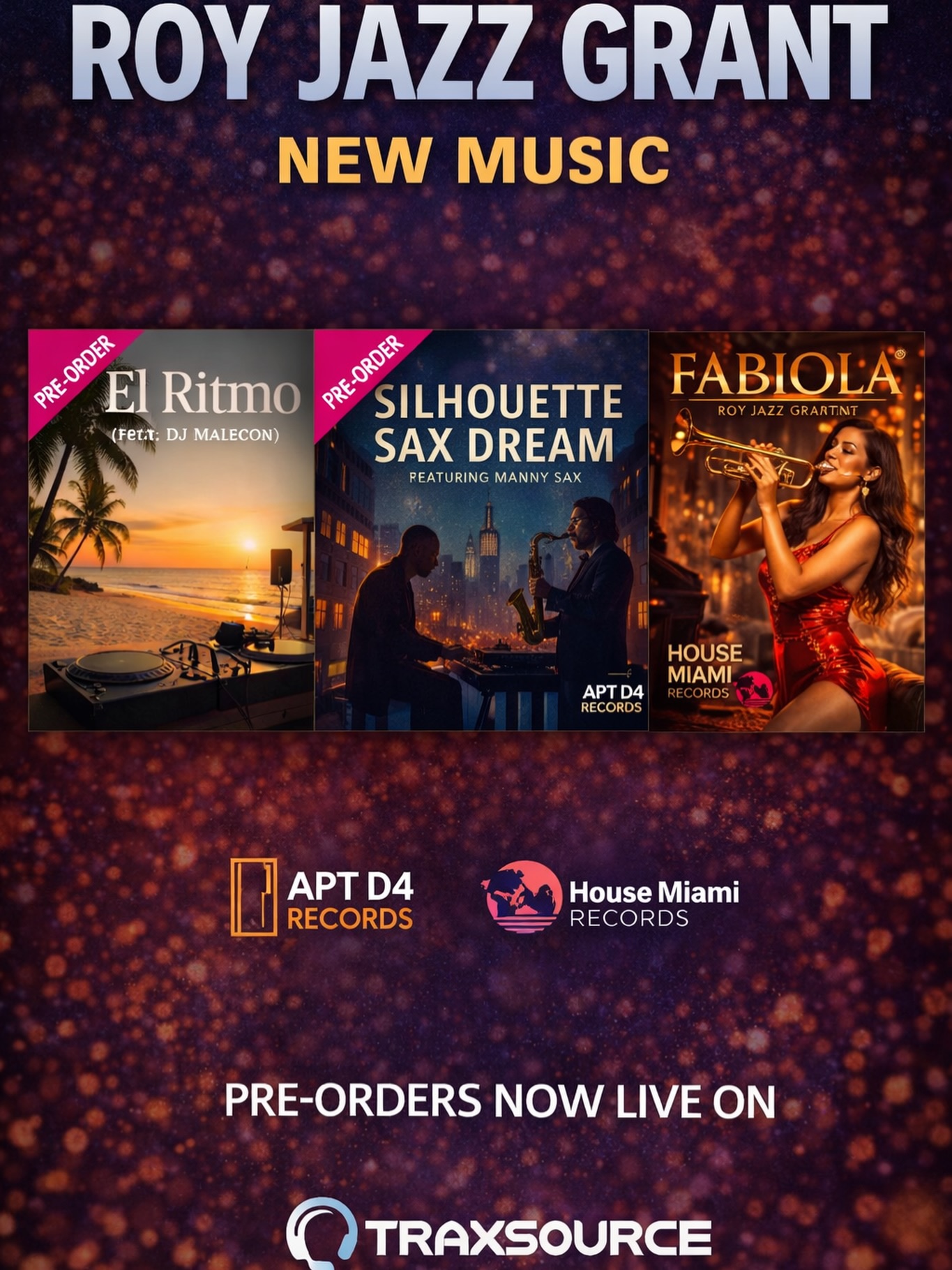 🚪 @aptd4records (LABEL – SOULFUL / JAZZ HOUSE)
This is what we stand for.
Music with feel. Music with soul.
🎷 Silhouette Sax Dream
Roy Jazz Grant delivers a smooth, late-night jazz house cut built for deep listening and intentional dancefloors.
Promos are moving and the response has been real.
Thank you to every DJ supporting the sound.
Apt D4 Records — Where creativity opens doors.
#AptD4Records #SoulfulHouse #JazzHouse #DeepHouse #Traxsource