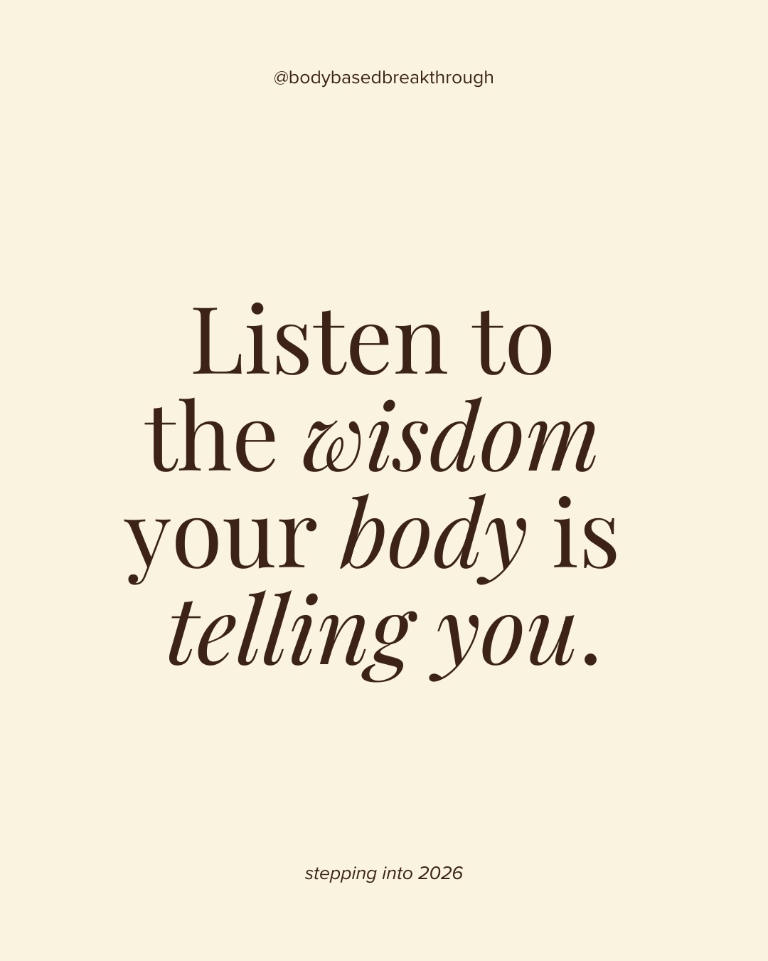 As you step into 2026, make this is the year you listen a little more.
✨ Slow down a bit.
✨ Notice what your body’s been trying to tell you.
The Body-Based Breakthrough Somatic Coaching Certification is grounded in nervous system regulation because lasting change doesn’t come from doing more. It comes from learning how to pause, feel, and respond differently from the inside out.
This work helps you build trust with your body, move at a pace that actually supports you, and create real change. For yourself and for the people you support.
Ready to make 2026 the year your nervous system feels supported? Click the link in our bio to learn more about our upcoming somatic coach certification starting Jan 19th!
•
#somaticcoaching #b3method #somaticcoach #bodybasedbreakthrough #holisticpractice coachingskills nervoussystem traumainformedcoaching healthandwellness