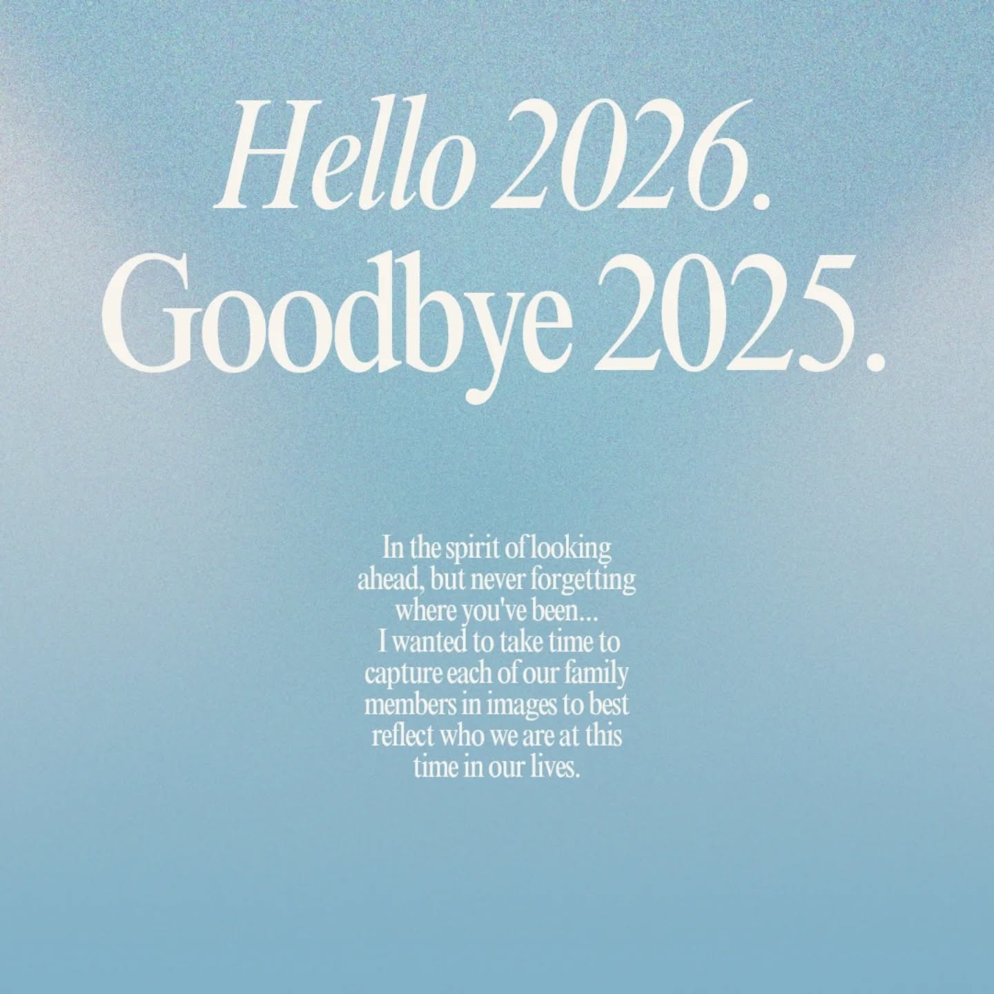 Hello 2025. Goodbye 2026.
In the spirit of looking ahead, but never forgetting where you've been...
I wanted to take time to capture each of our family members in images to best reflect who we are at this time in our lives.
In order from left to right: Tom, Katie, Emma, and Andrew
I had so much fun making these and challenging you to do the same for your family! I look forward to seeing how much these change (or don't) over the years ✨