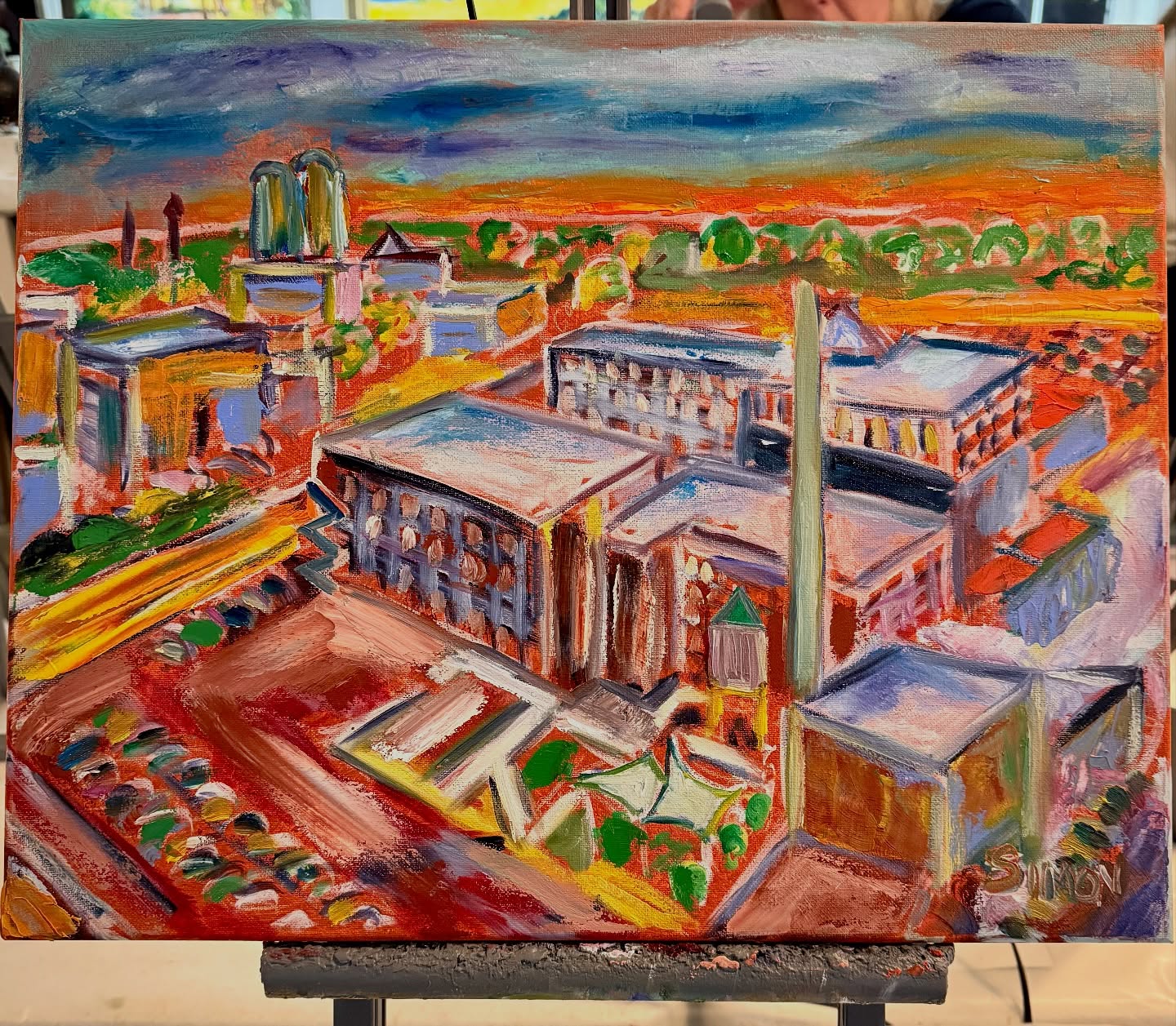 A Birds Eye view of Congdon Yards in High Point. Jan, 5, 2026…. A new year begins.
Cityscape at sundown… SOLD
#horizon #urbanscape @congdonyards @theloftcongdonyards @visithighpoint #colour @garysimonci #impressionism #sunset #oilpainting #instart