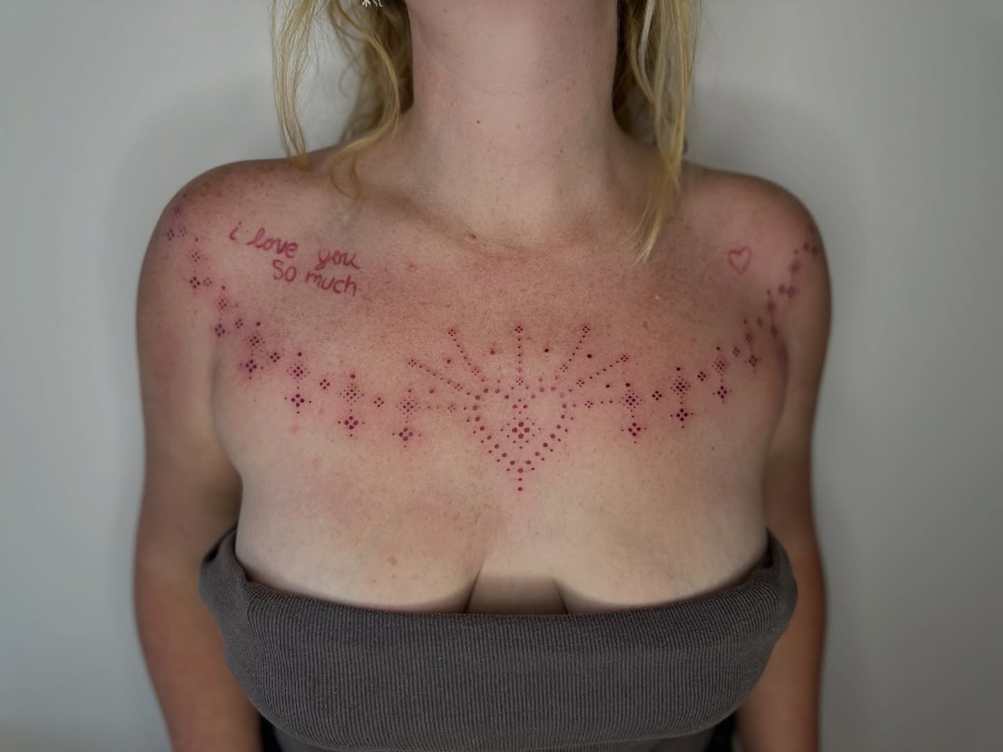 Red ink ornamental chest piece done in Austin, TX at @bigfeelingstattoo β₯οΈ Booking January and Feb in Austin, TX now! Dm or head to the bio to book. Would love to do more pieces like this π
.
.
.
.
.
#ornamentaltattoos #ornamentaltattoo #austintattoo #austintattooshop #austintattooartist