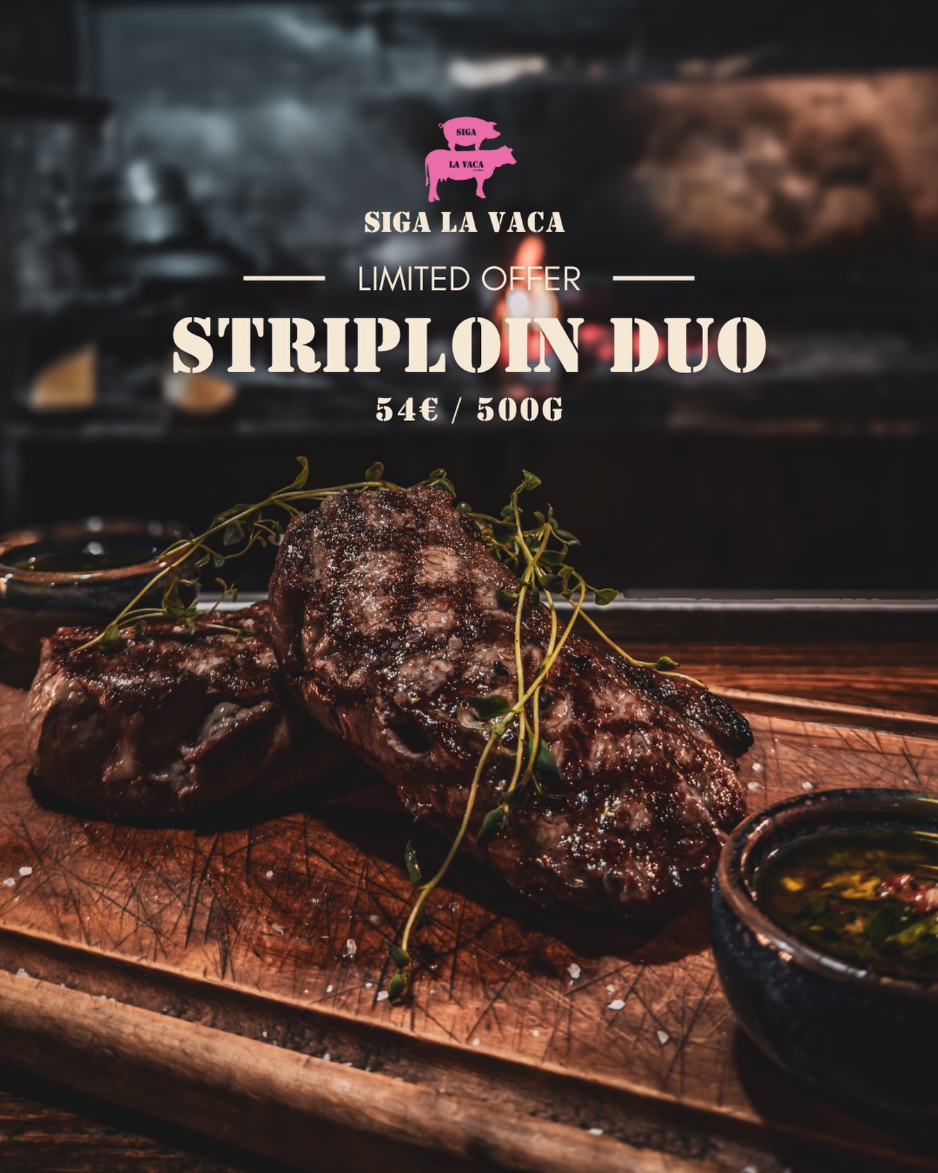 Striploin Duo 🥩
500g of Argentinian grain fed striploin, 54€
Perfect for two
Available in limited quantity!
Reserve your table and come taste it 🔥
📍Vabriku 6-1, Tallinn