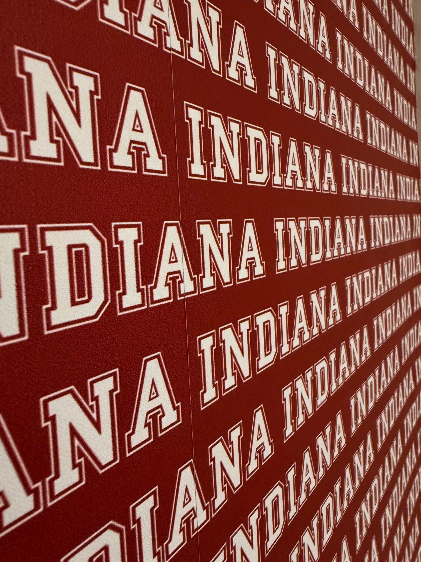 Just installed this INDIANA wallpaper for these client’s IU theme basement! 🙌❤️🤍🏈🏀 Perfect timing for the big game next week #IU #INDIANA
